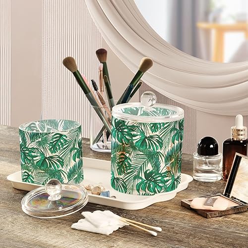Miniatura 5 de KOPIRIT Palm Leaves Jars with Lids Canister Jar Bathroom Containers Small Jars Cotton Round Holder for Dorm Room Essentials for College Students