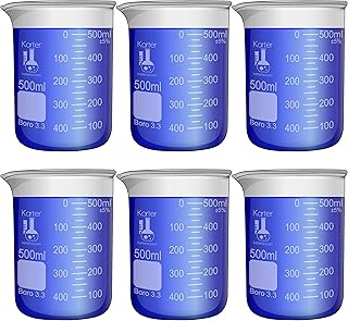 500ml Beaker, Low Form Griffin, Borosilicate 3.3 Glass, Graduated, Karter Scientific 213D18 (Pack of 6)