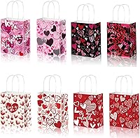 Vista 8 de KIPETTO Bolsas de regalo de San Valentín, 12 bolsas de papel para el día de San Valentín con asas en forma de corazón, bolsa de golosinas