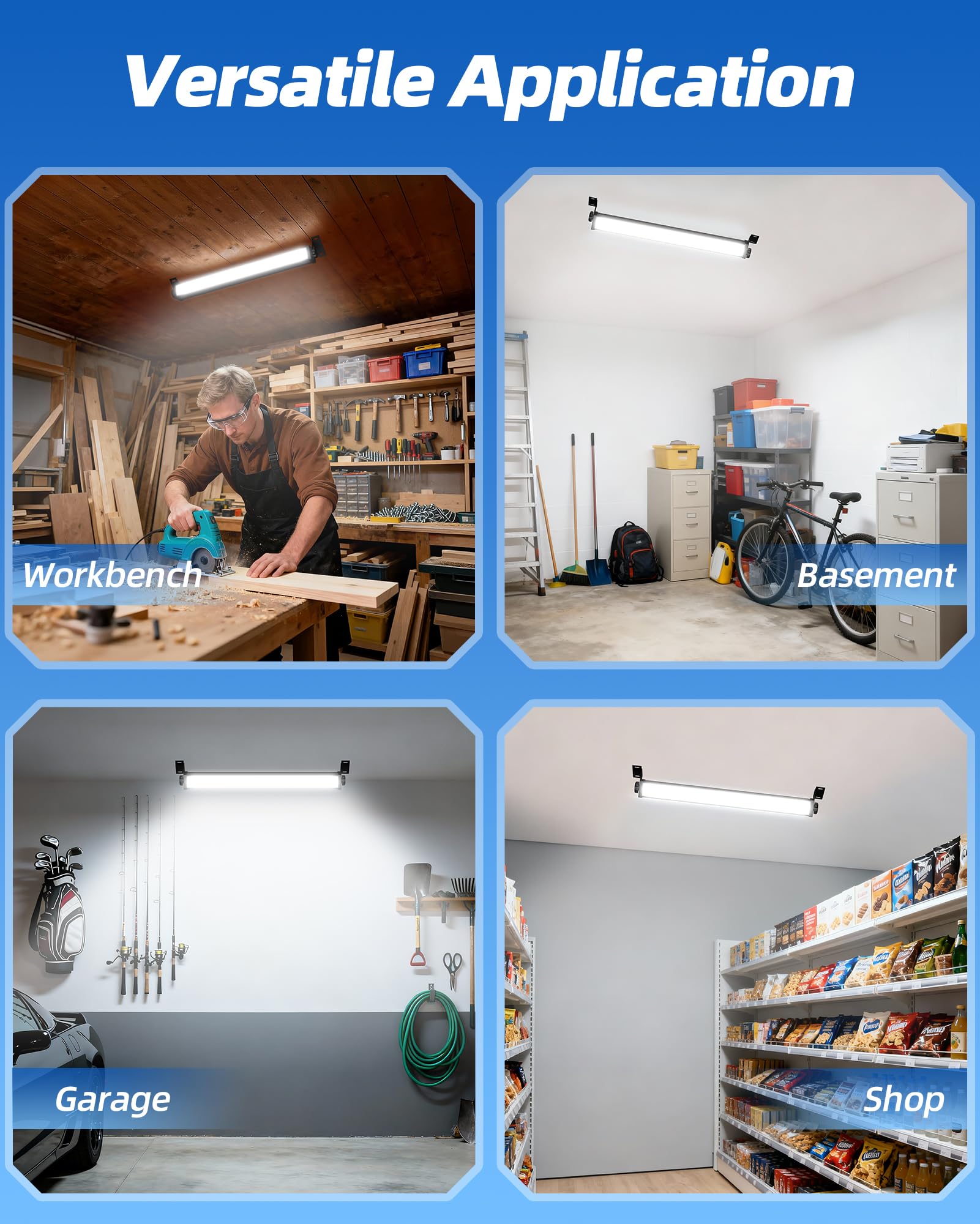 40W LED Shop Lights 5400LM 6000K Plug in Garage Lights with 6 6FT Power Cord Work Light for — view 6