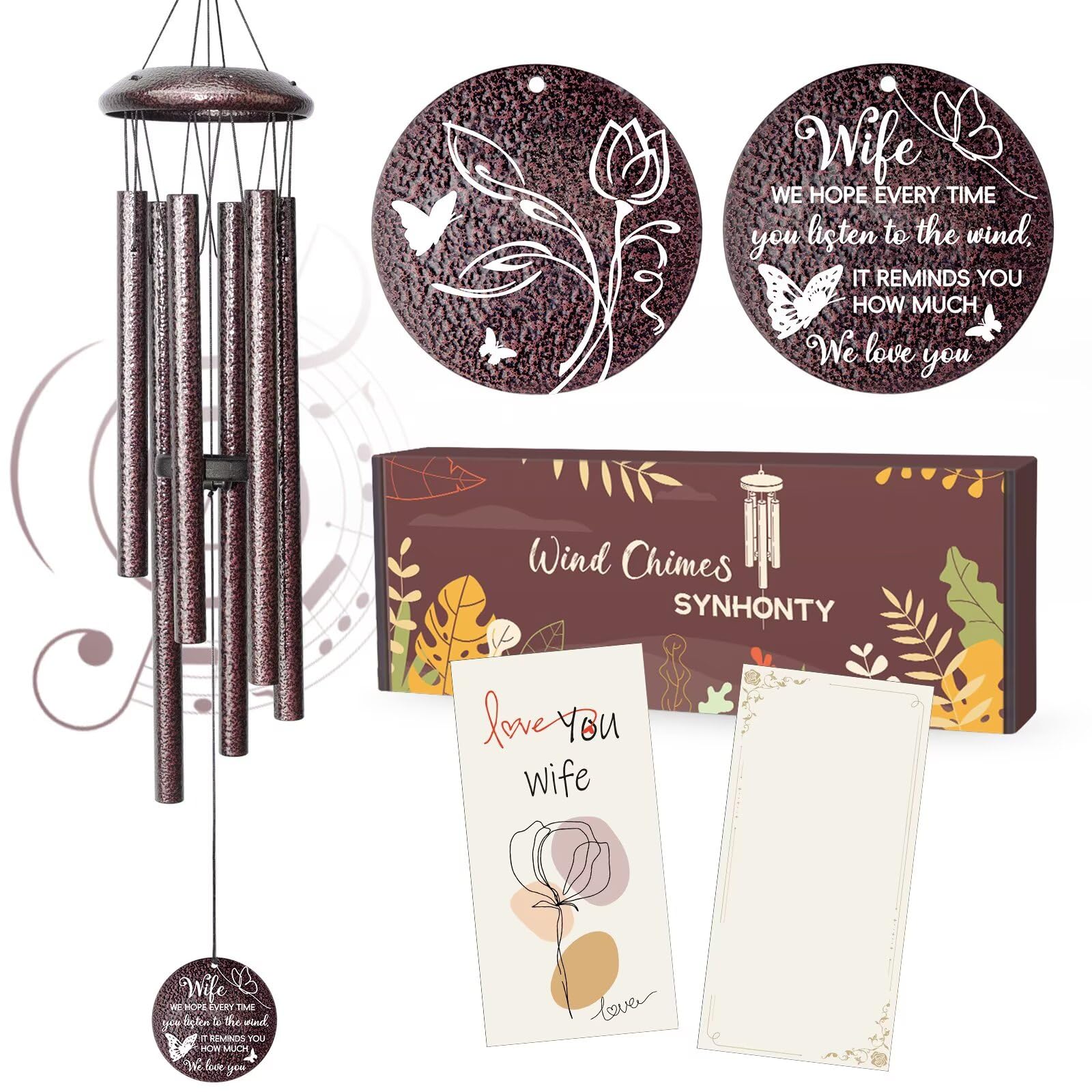 Anniversary Wind Chimes Gifts for Men Women, Happy Anniversary Decorations, 25" Wind Chim…