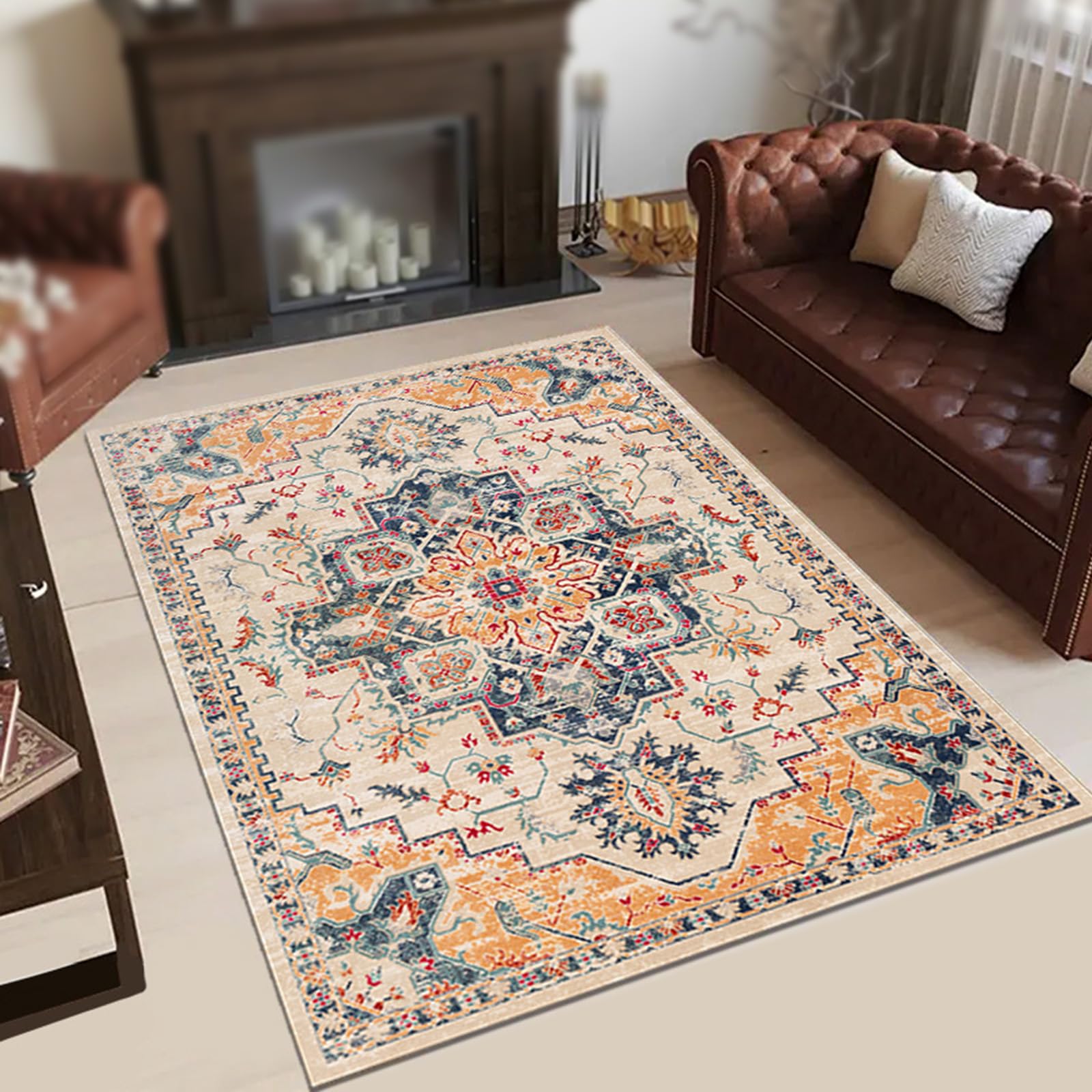 Tapis de décoration multicolore vintage pour réveiller votre salon