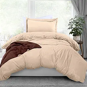 Utopia Bedding Duvet Cover Twin Size - 2 Piece with Zipper Closure - 1 Comforter Cover 68X90 Inches & 1 Pillow Sham 20X26 Inches (Beige) Comforter Not Included