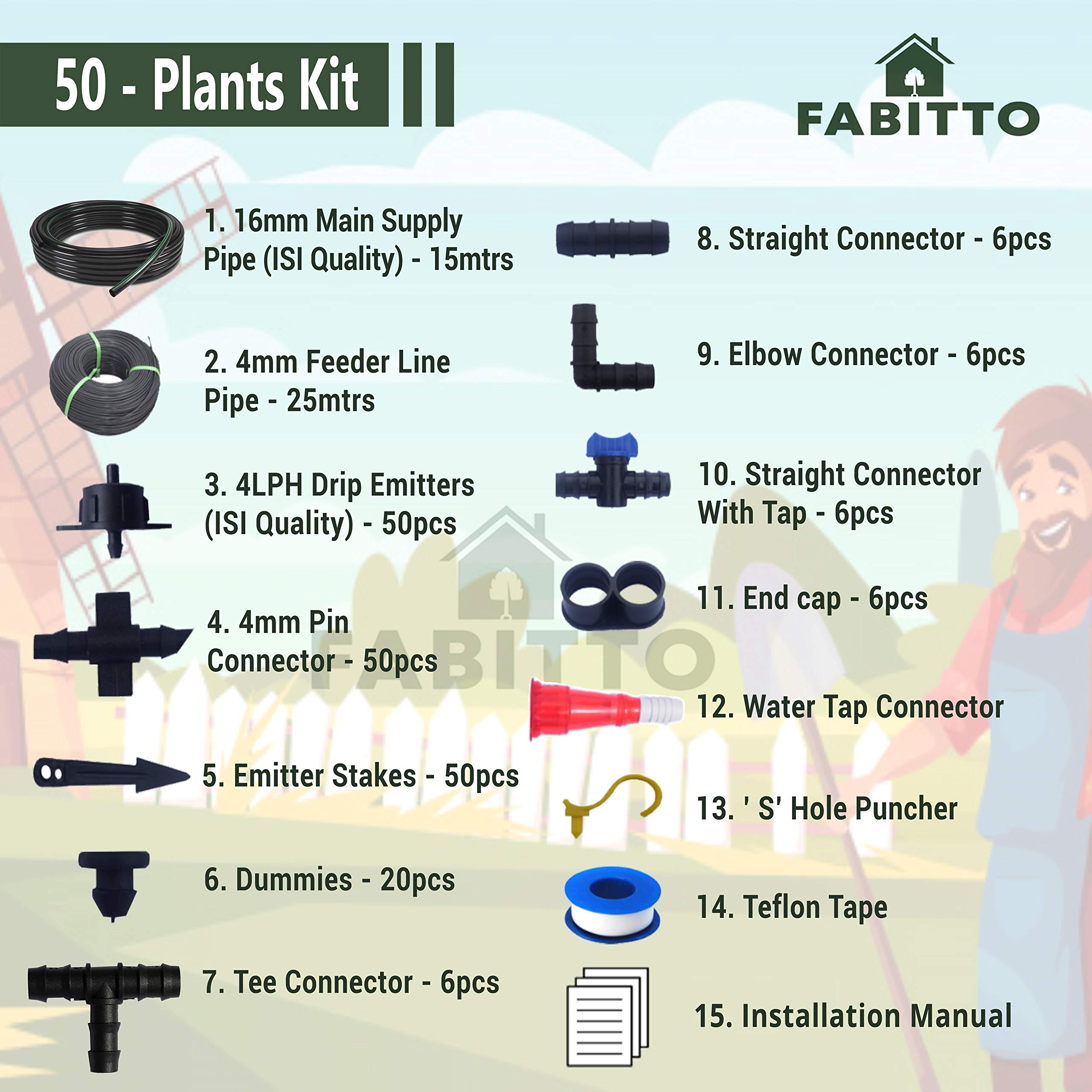FABITTO® Drip Irrigation kit for Home Garden Plants kit Watering System for Plants. (50 Plants Drip kit) - Image 3 thumbnail