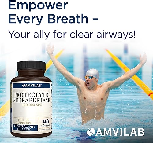 Miniatura 2 de Enzimas serrapeptasa proteolíticas - 120,000 SPU - Apoya la circulación, la digestión y la salud respiratoria - Apoya la salud sinusal e inmune -