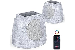 Pair of Wireless Outdoor Rock Speakers with Lights