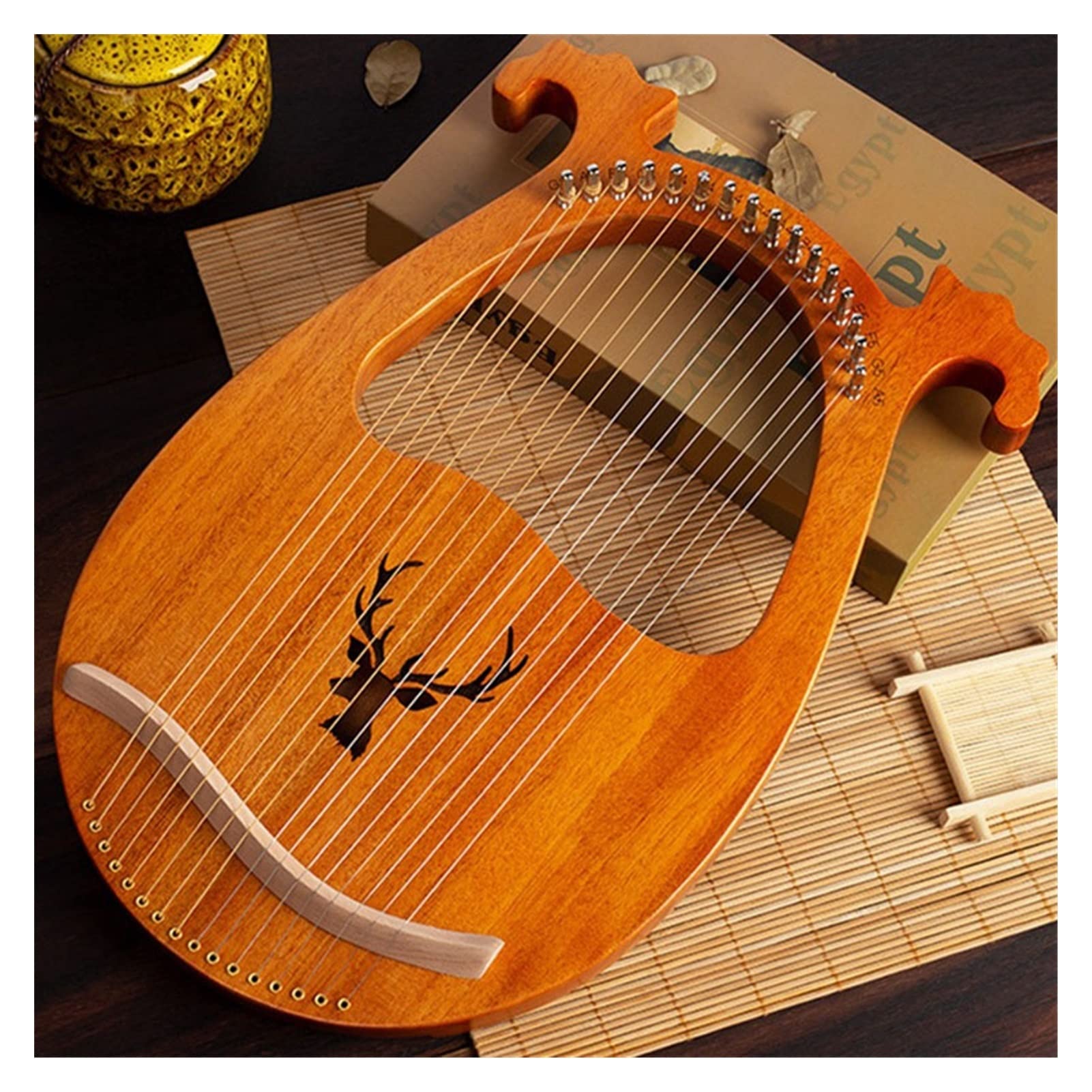 Arpa portatile in legno mogano, 16 corde, 16 toni, strumento musicale lira portatile, regalo per bambini e amici