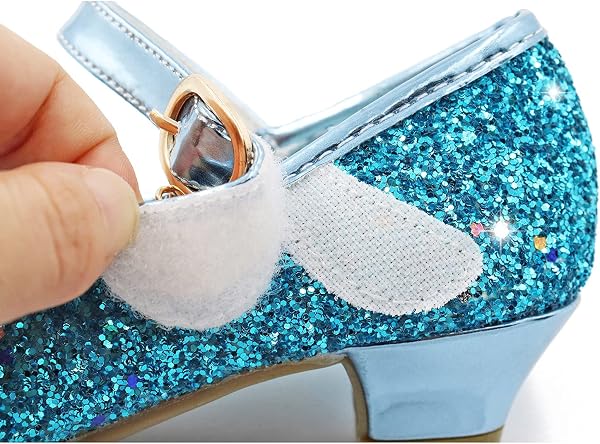 Prinzessin Schuhe Mädchen Glitzer Schuhe Kinder Stöckelschuhe Mädchen Pailletten Prinzessin Cosplay Schuhe Partys Hochzeiten Klett Sandalen Elegante Mädchen Schuhe mit Absatz - 2