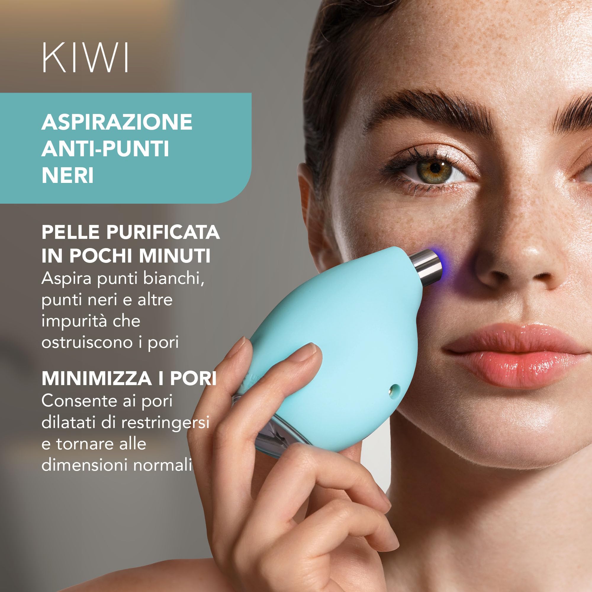 Set FOREO Blackheads Suck KIWI - Aspira punti neri professionale per punti bianchi e punti neri + Detergente viso LUNA Micro-Foam Cleanser 2.0 (100 ml) - Estrattore di impurità per viso e naso