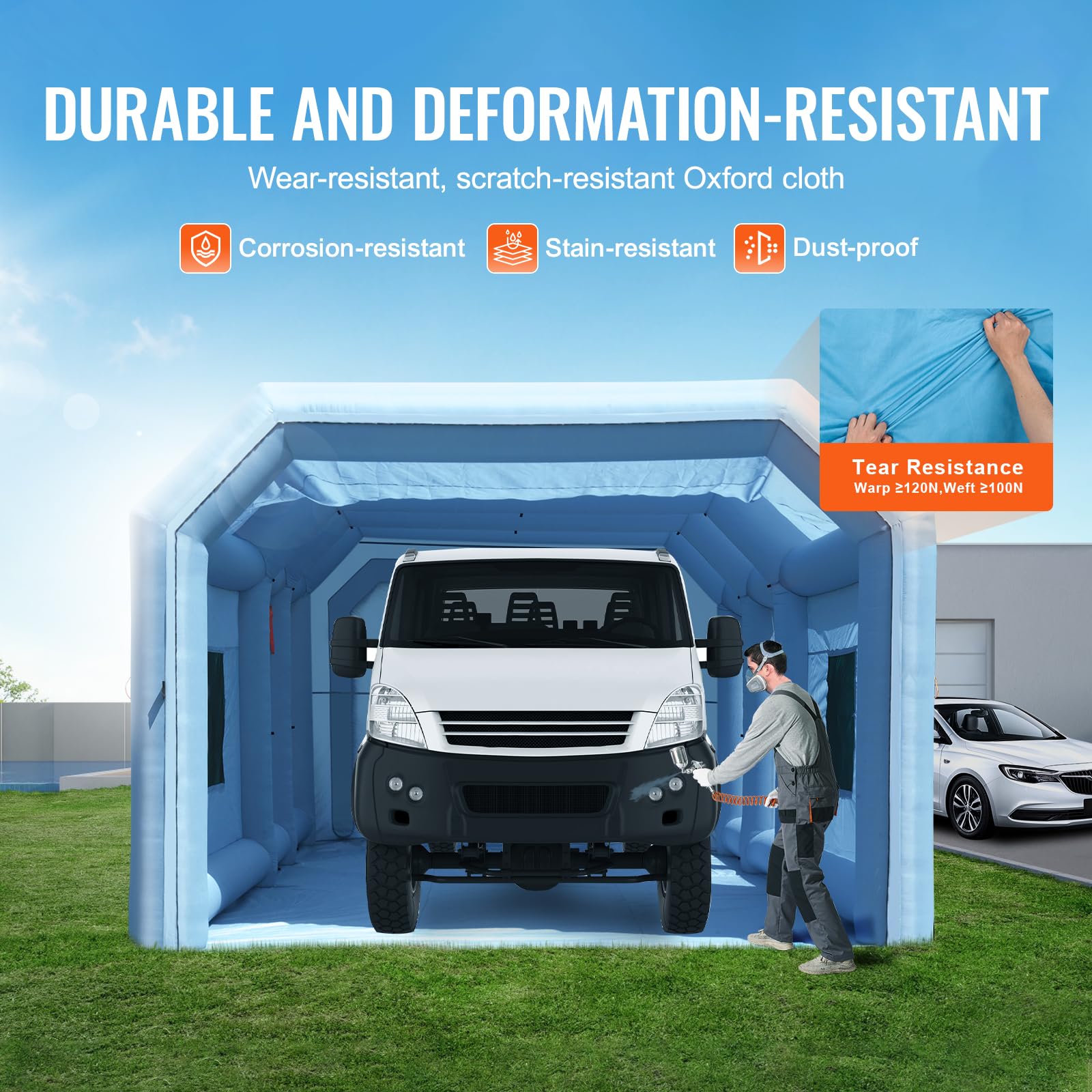 VEVOR Cabina de Pintura Inflable de 9 x 4,8 x 3,6 m con Potentes Sopladores de 950 W+750 W y Sistema de Filtro de Aire, Cabina de Pintura Portátil para Camiones, Furgonetas y Maquinaria Grandes