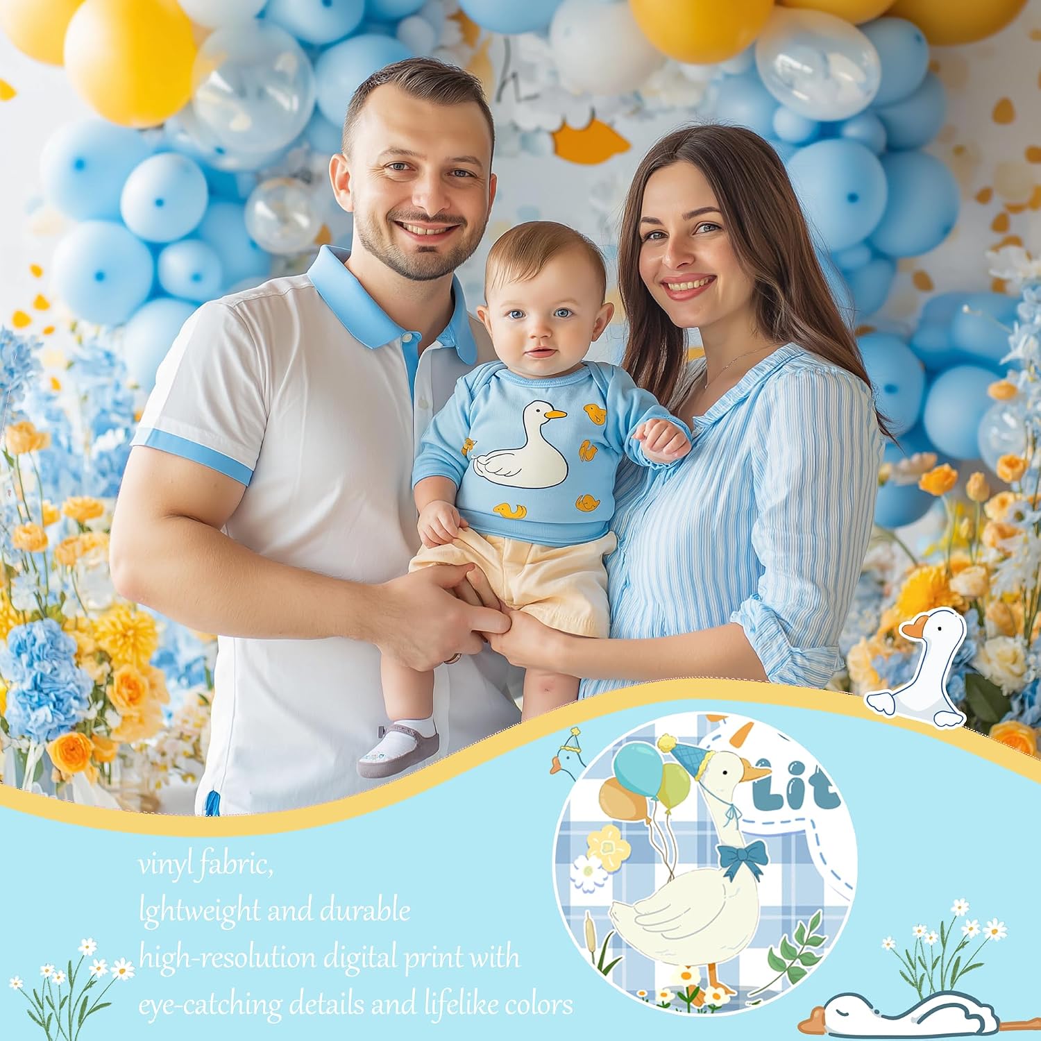 One Little Goose Birthday Party Decorations,Goose 1st Birthday Party Decorations, Little Goose First Party Supplies Backdrop Balloon Garland Cake Topper Balloon Box for One Year Old Boy