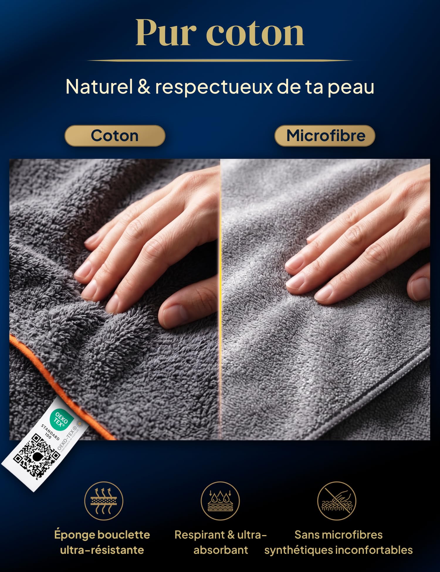 Peignoir de Bain Femme en Coton douillet 400 g/m2 avec Capuche - robe de chambre femme extra doux et confortable - taille XS/S/M/L/XL - peignoir de bain sauna en éponge certifié OEKO-TEX