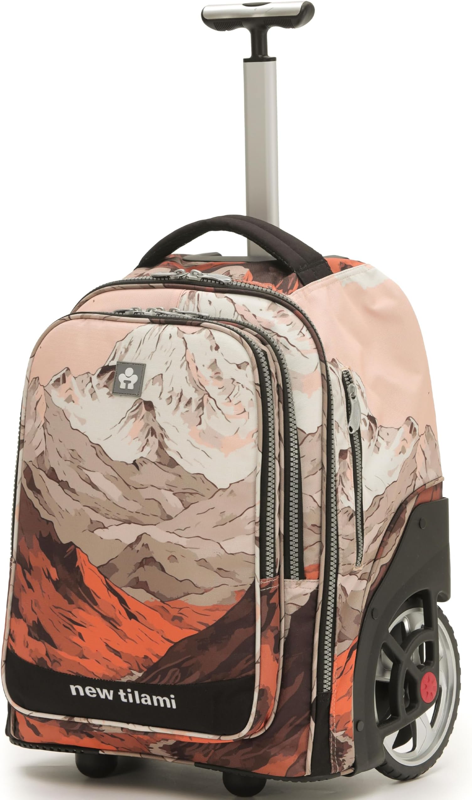 - 20" Rolling Backpack for Teens Adults, Climbing Stairs Waterproof Backpack with Wheels for School Business Trave Camping with Laptop Compartment, Fit 17 Inch Laptop, Pcturesque Mountain