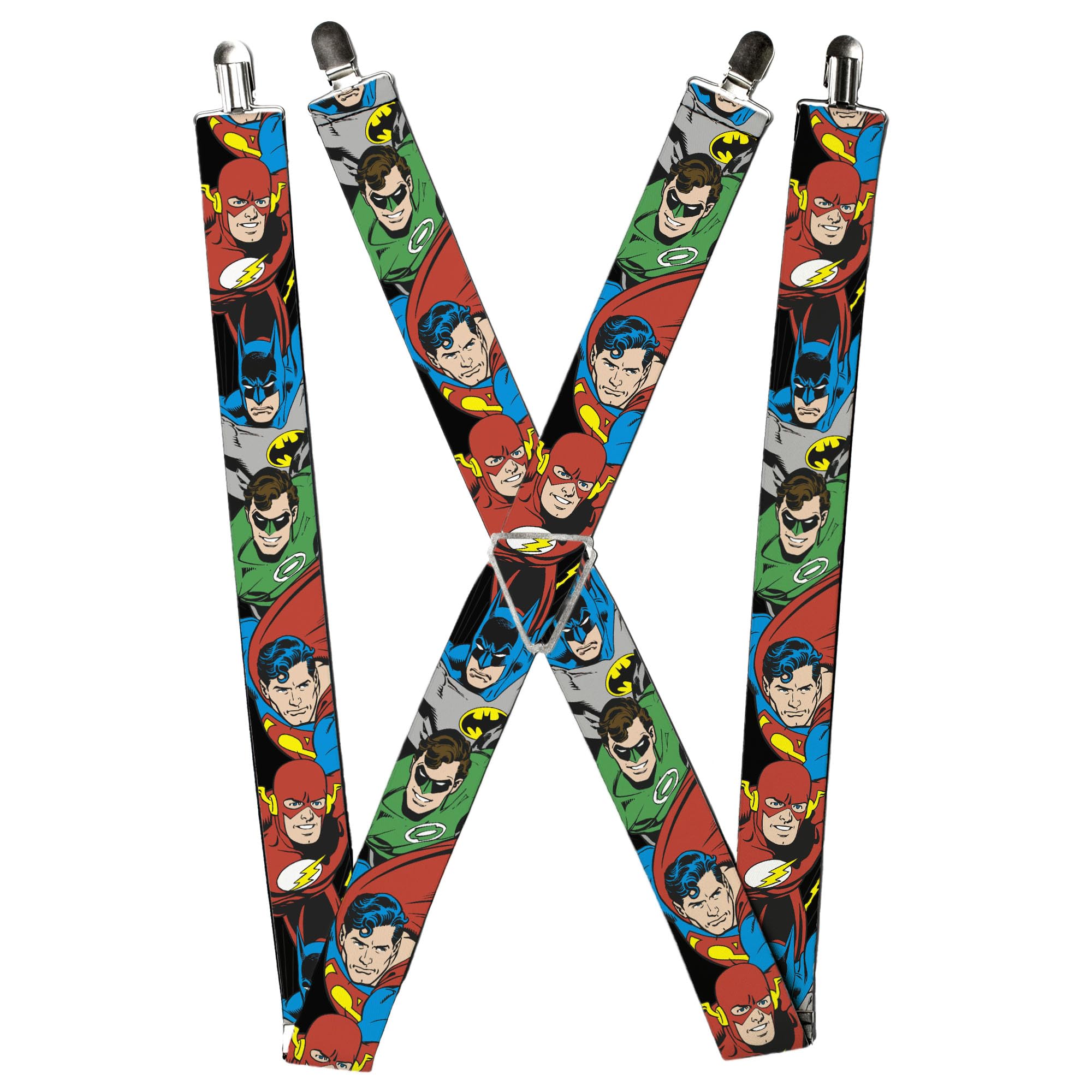 Buckle-Down Men's Suspenders - Justice League Superheroes Close-up New Suspenders, Multi-colored, One Size UK