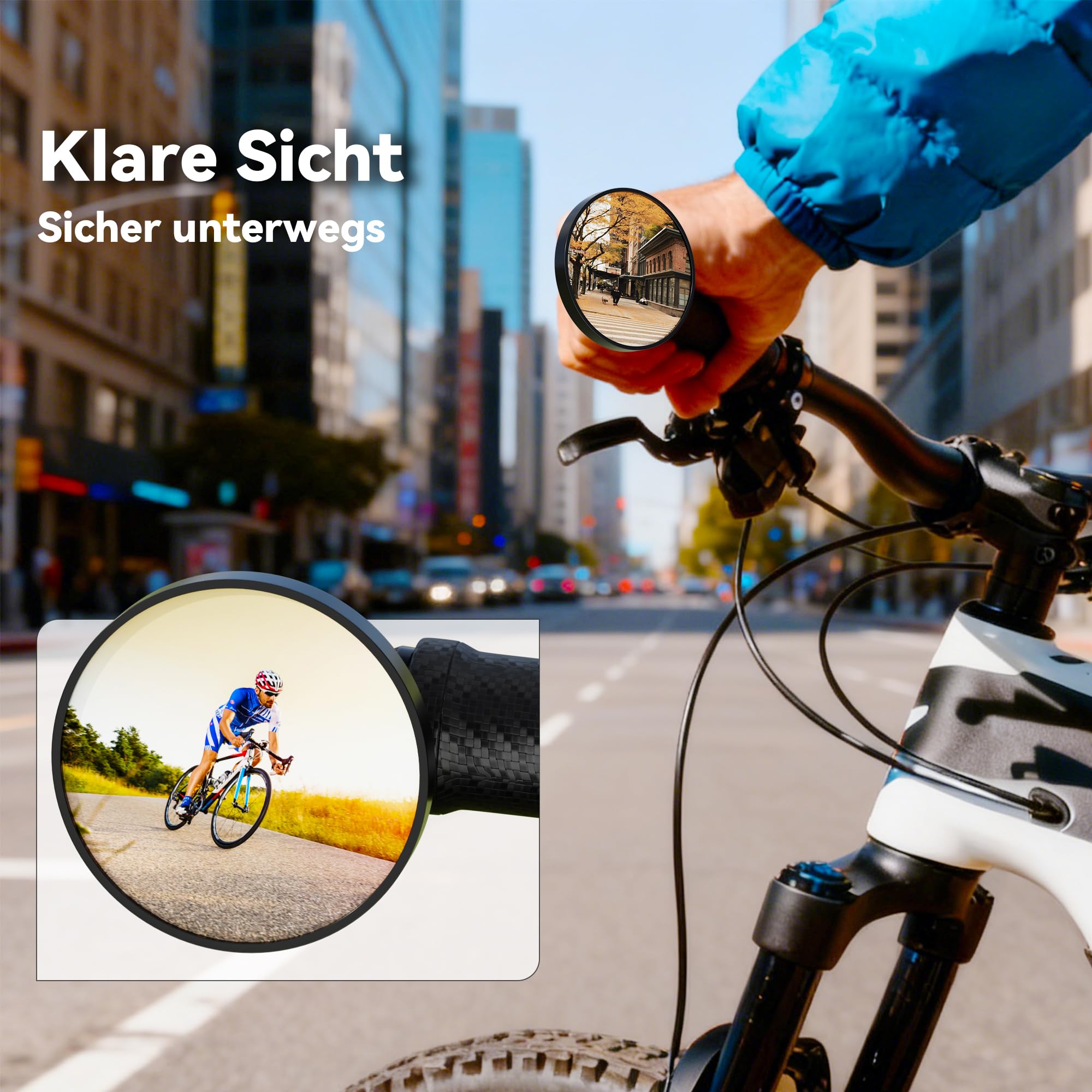 Fahrradspiegel für Lenker, 2 Stück Rückspiegel Fahrrad aus Aluminiumlegierung mit HD-Sicht, 360° Verstellbare & Langlebige Fahrradrückspiegel, für 17–21 mm Lenker von Fahrrad, E-Bike