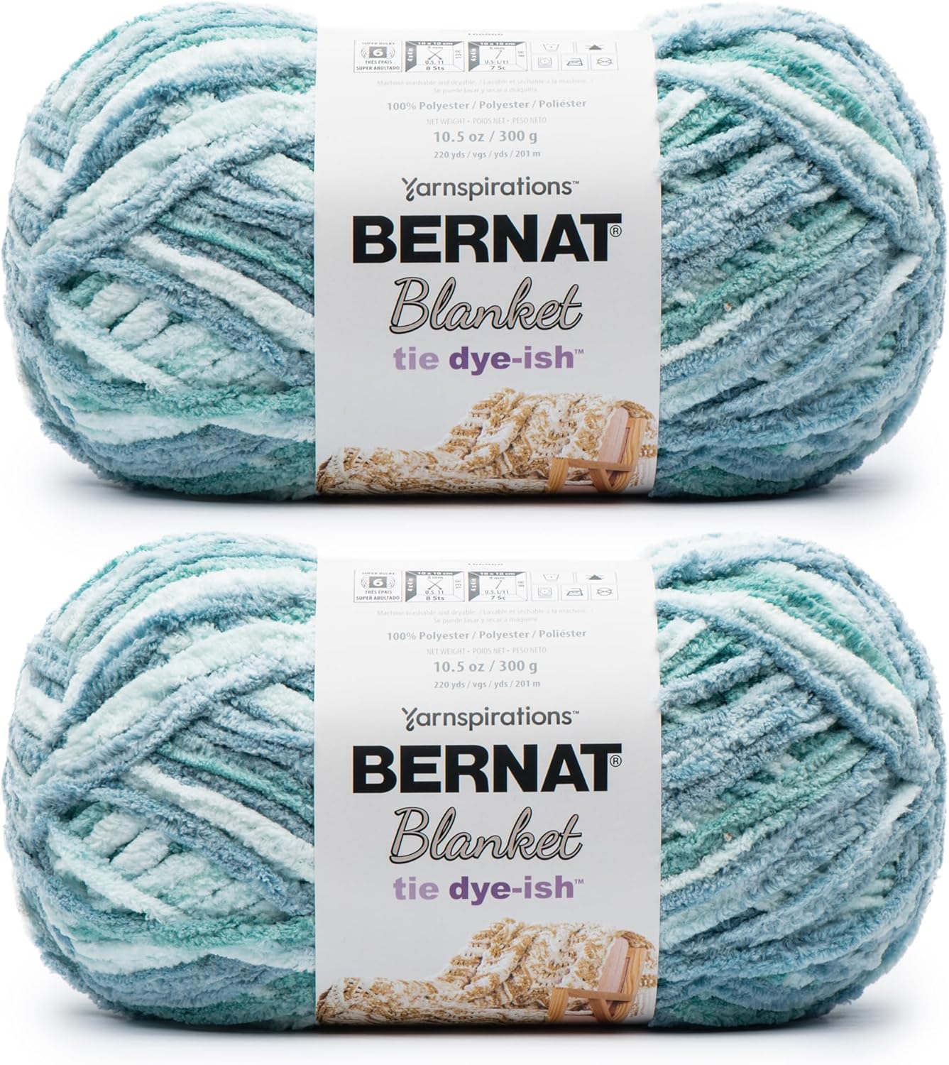 Bernat Blanket Tie DyeIsh Tropical Sea Yarn 2 Pack of 10.5oz/300g Polyester
