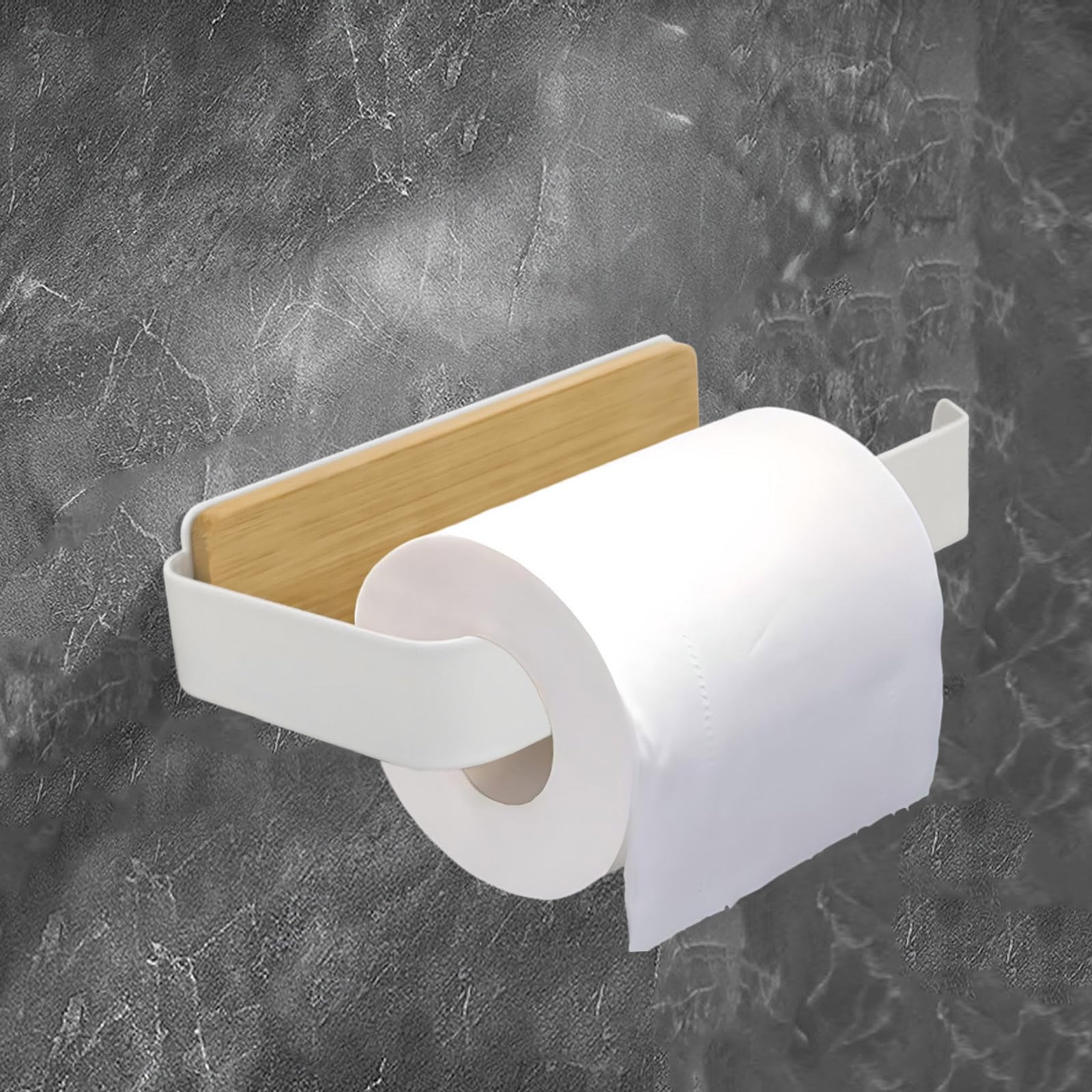 Porta Carta Igienica Da Muro Adesivo Bianco Bambù Porta Rotolo Carta Igienica Da Parete Bagno Portarotolo Senza Forare