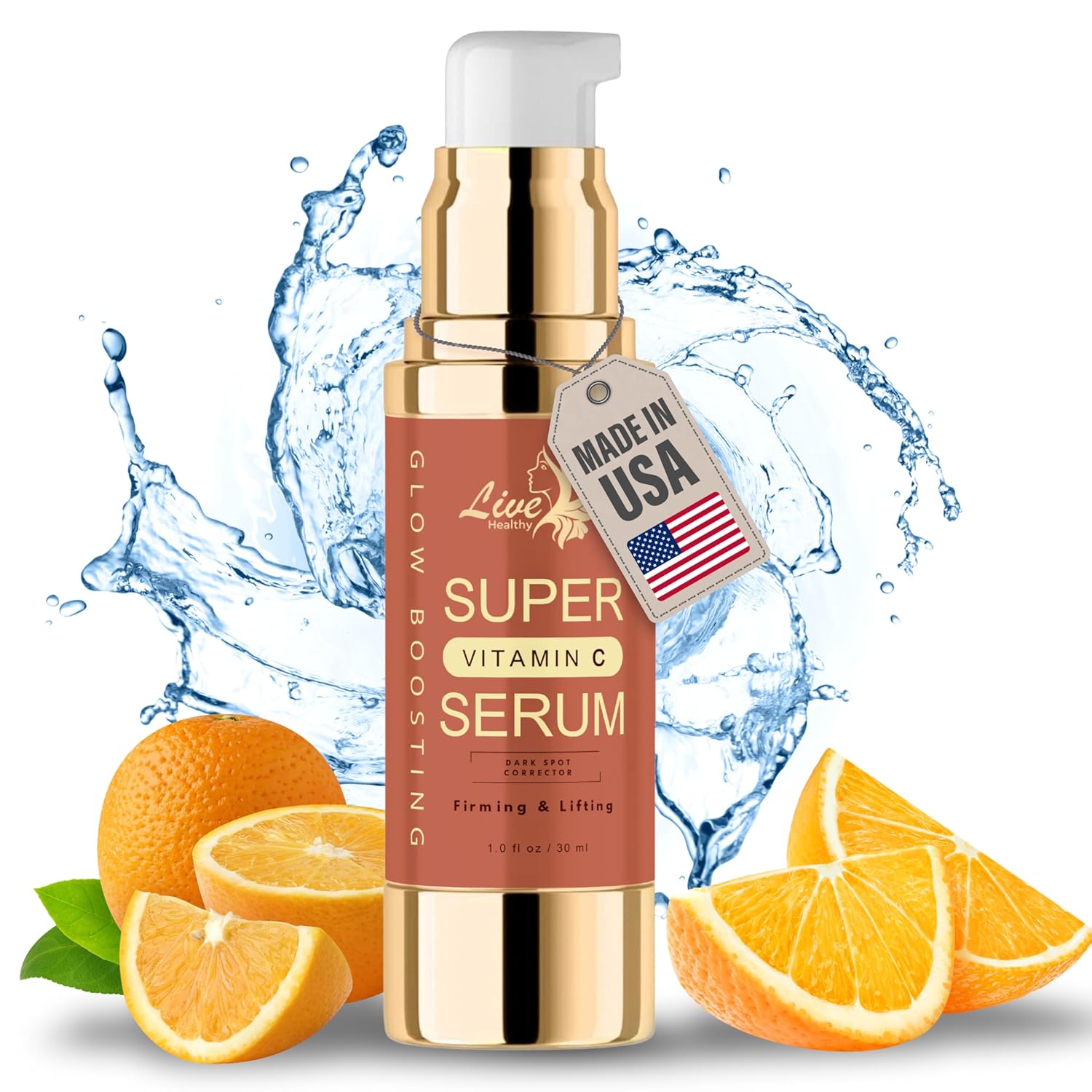 Live Healthy Super Vitamin C Serum for Women Over 70 – C Super Serum, Vitamin C, Peptides, Vitamin E – Rapid Anti Aging, Lifting & Firming, Anti Wrinkle & Age Spots Reduction – Made in USA | 30ml