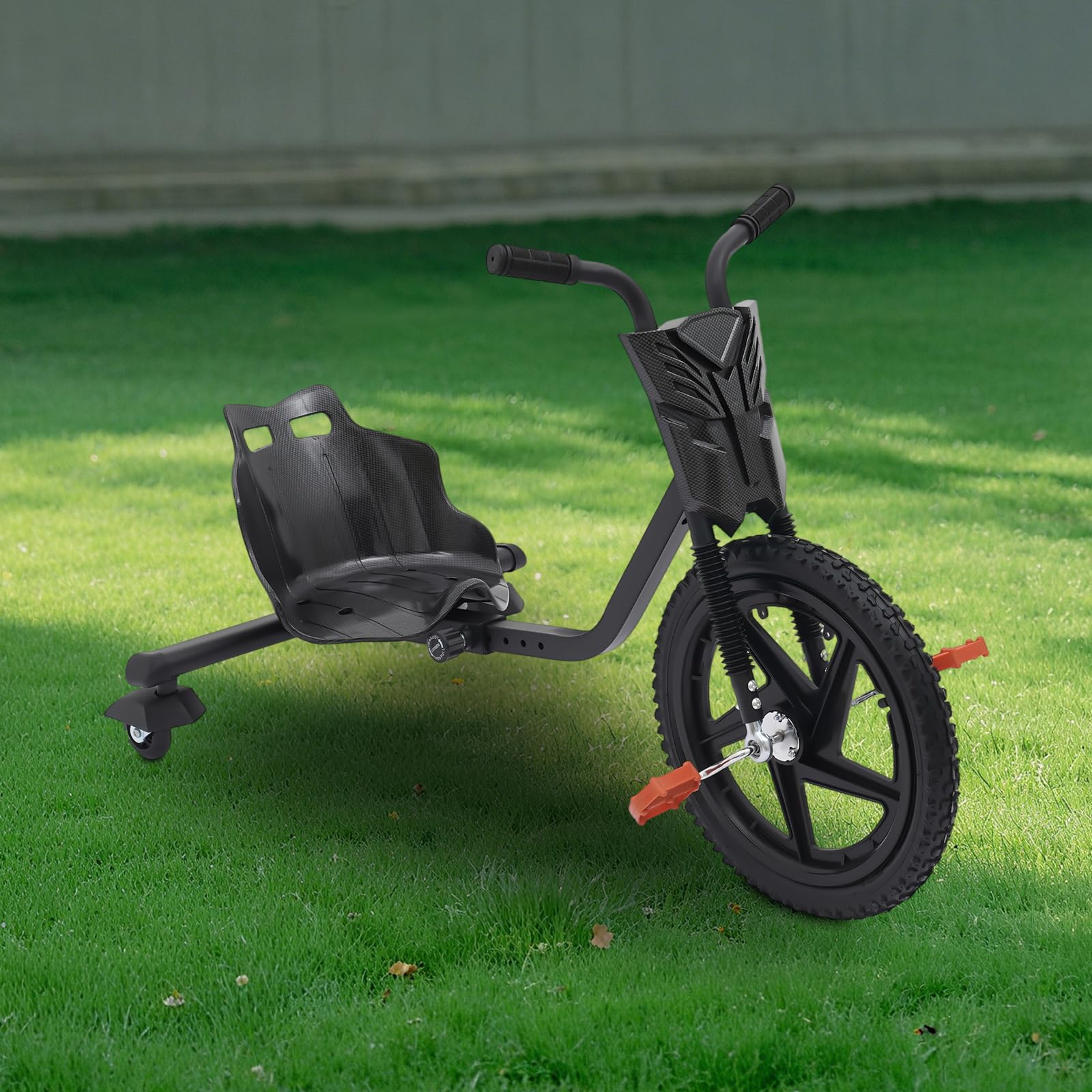 Kinder Drift Trike CarbonOptik, kippsicheres 3Rad m Leuchtreifen, Rutschcar | Hochwertiges Eisen & Nylon für Langlebigkeit. 360° Drift-Spaß mit Sicherheits-Warnlichtern. Rutschfeste Pedale & Rennsitz