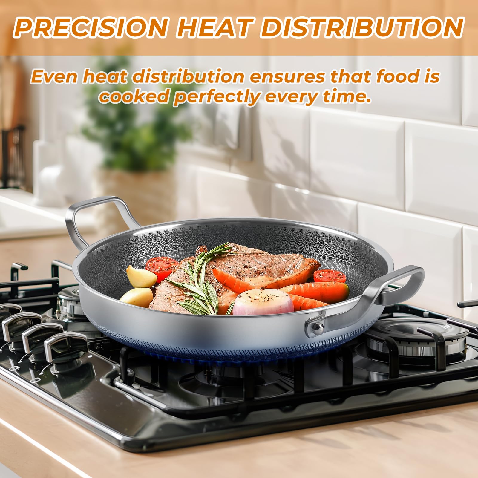 Amazon.com: Vegoran Stainless Steel Pan With Cooking Lid,13 Inch