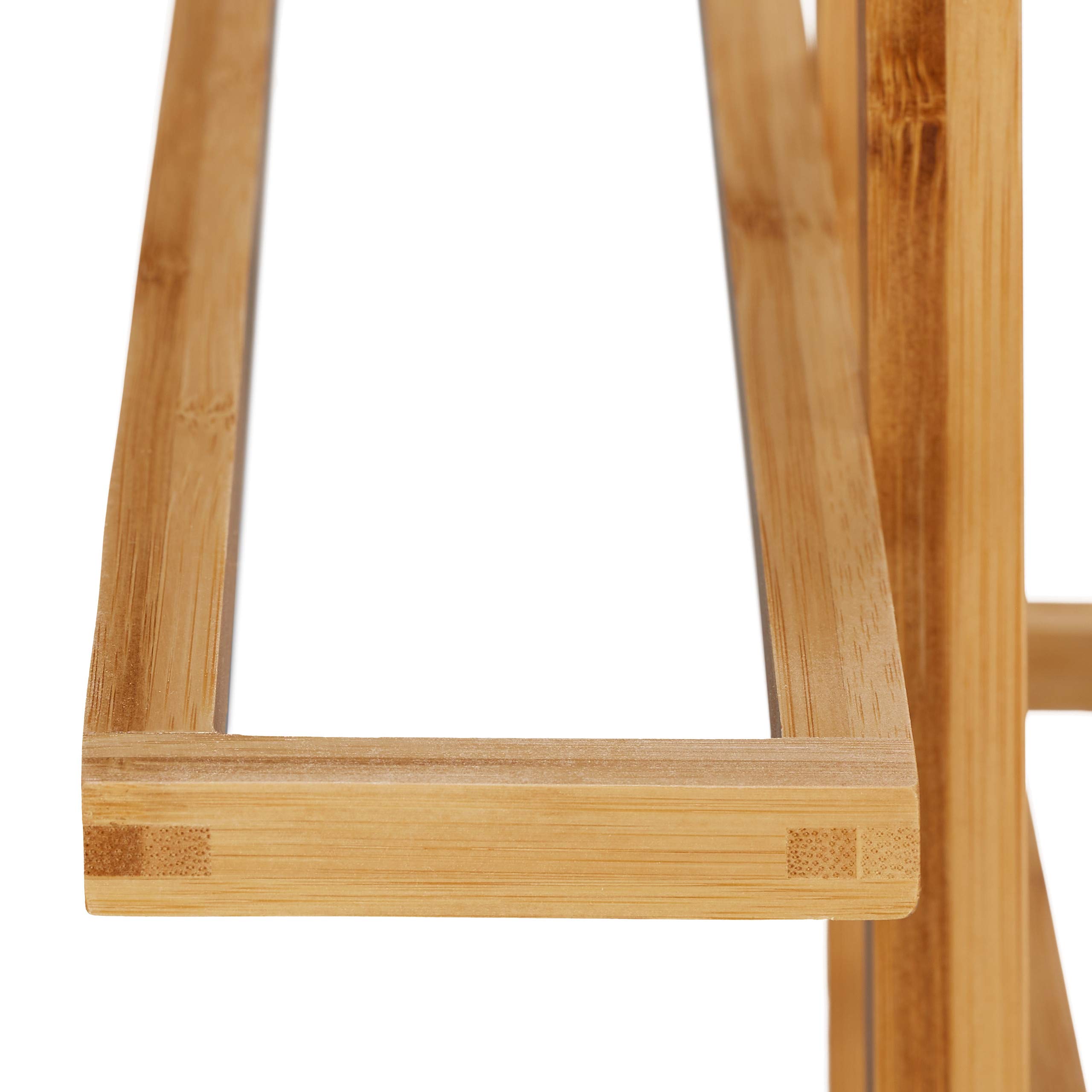 Relaxdays Toallero de Pie, Soporte Toallas Bambú, 2 Brazos, Tendedero Baño Madera, 88 x 35,5 x 23,5 cm, Marrón Natural