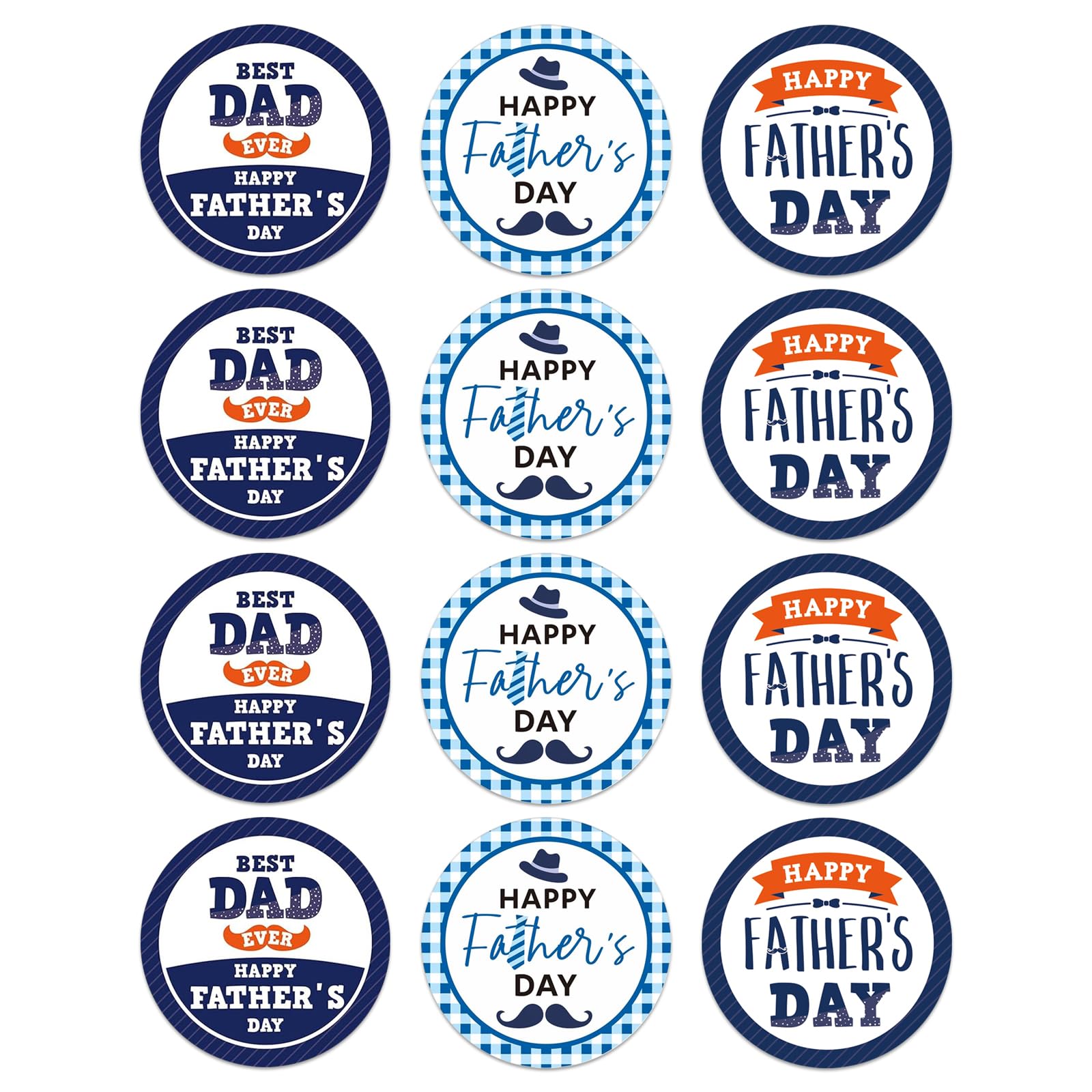 JUESMOS 72PCS Happy Fathers Day Stickers 1.5" Father's Day Gift Stickers Labels Father's Day Gift Tags Present Stickers for Envelope Seals Boxes Cards