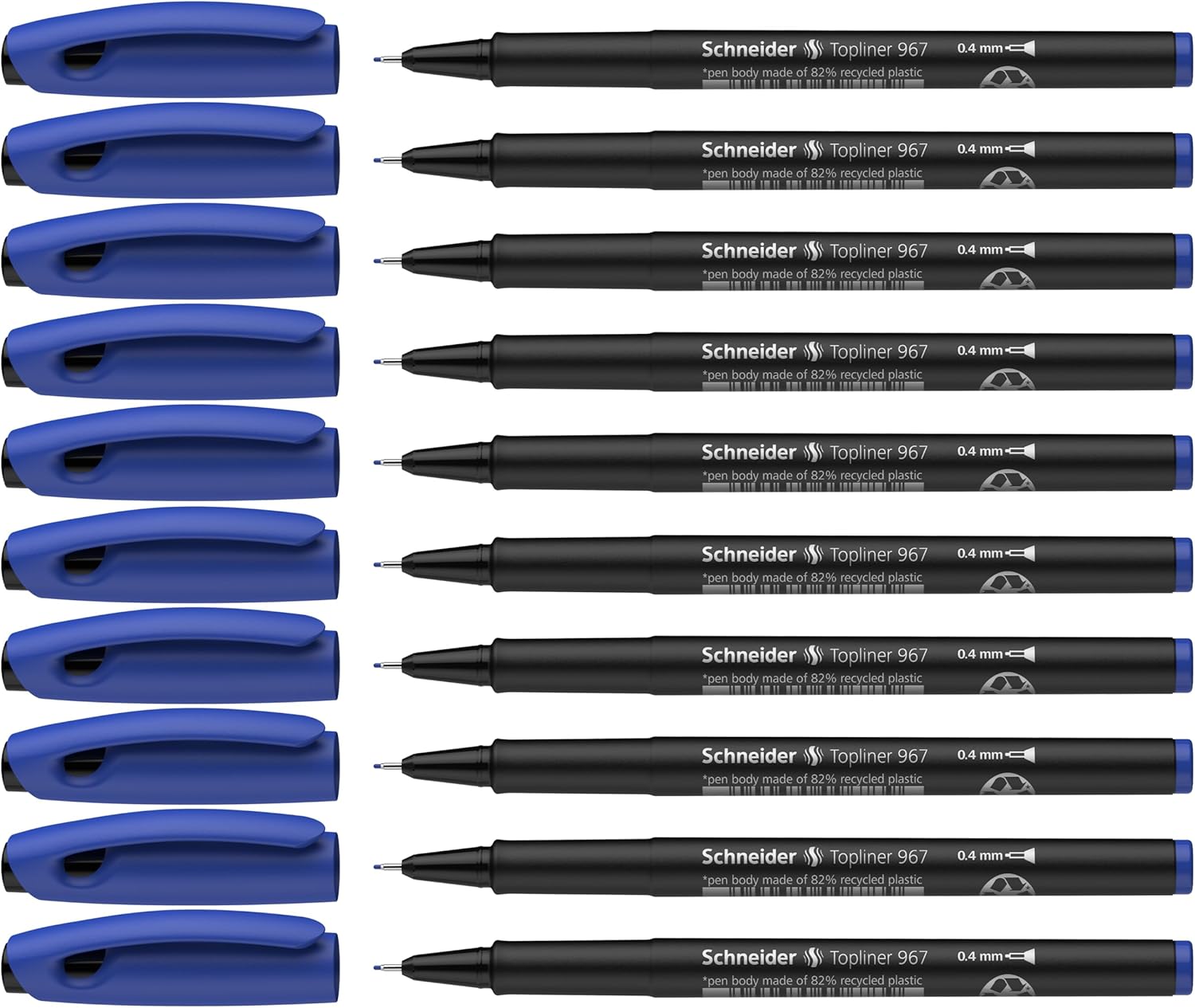 Schneider Topliner 967 Fineliner Pen - Blue (Pack of 10)