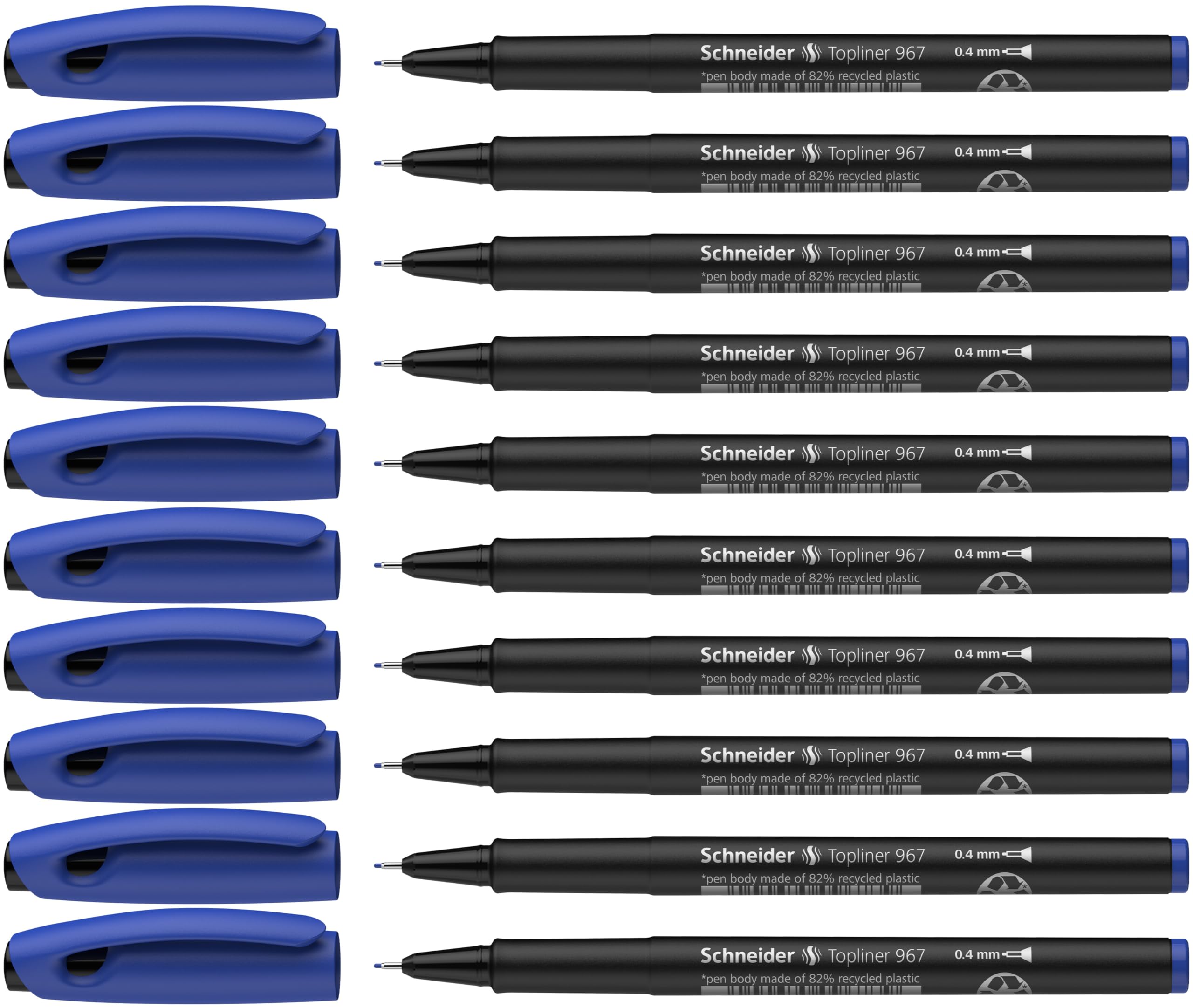 Schneider Topliner 967 Fineliner Pen - Blue (Pack of 10)