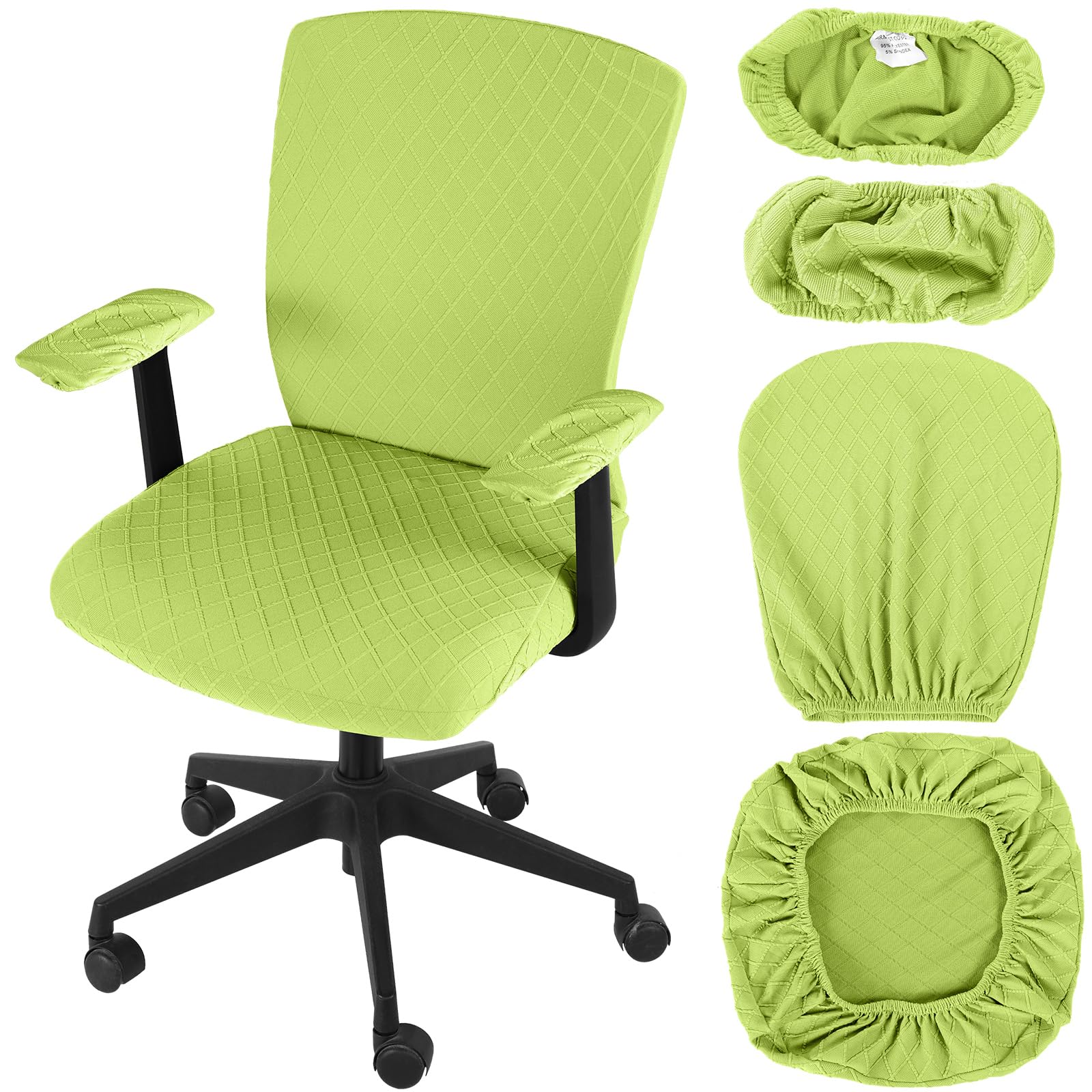 Tallew 4 Pcs Office Chair Covers Set Computer Universal Protective Stretchable Chair Seat Covers Desk Armrest Slipcovers Pads Office Cushion Backrest