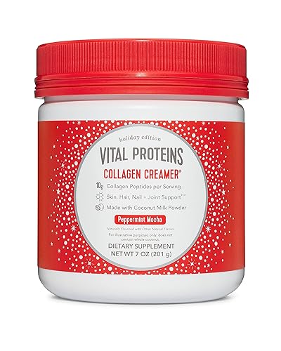 Vital Proteins Crema de colágeno mocha de menta, 0.35oz de colágeno para el cabello, la piel, los huesos y las articulaciones, 0.32oz de MCT, 7 onzas