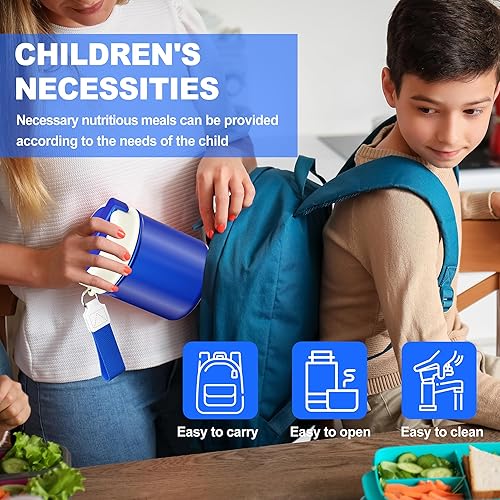 Miniatura 5 de Lonchera de 15.8 onzas para sopa de alimentos para niños, frasco térmico de acero inoxidable para adultos, boca ancha y fría con cuchara, botella de