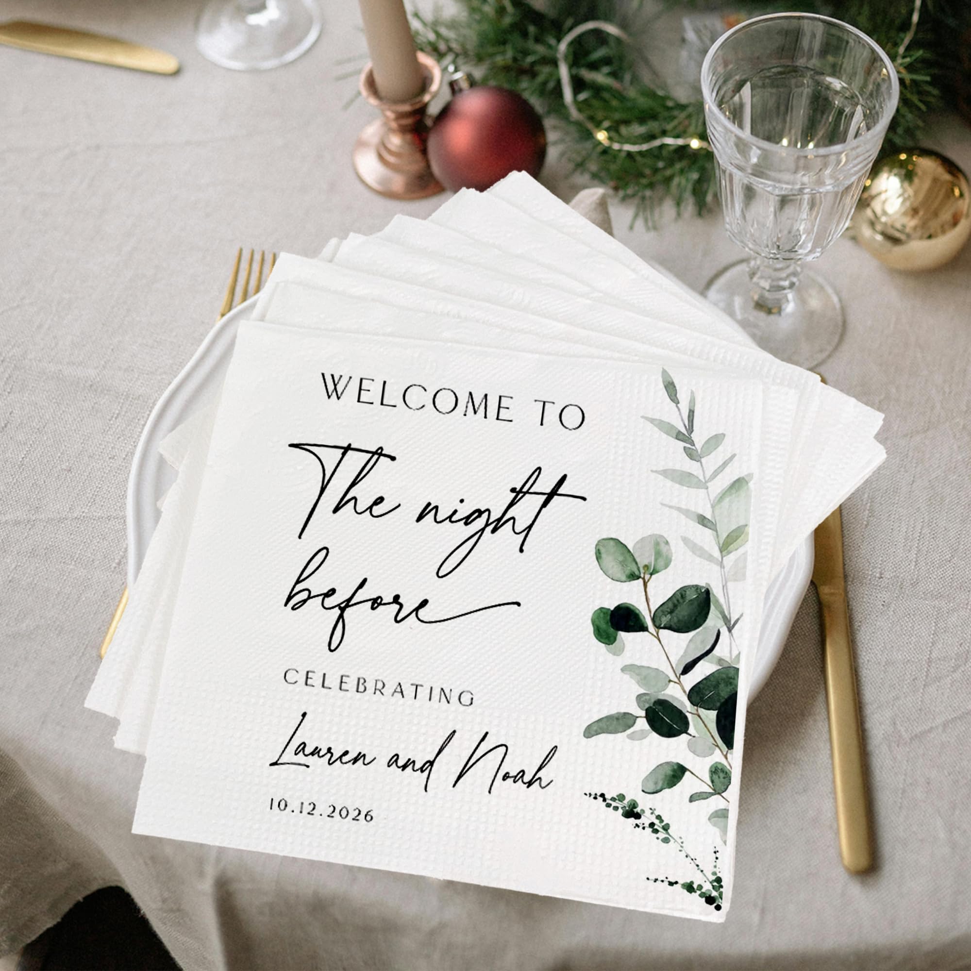 Luxury Personalized Pack 15pcs The Night Before Napkins, Rehearsal Dinner Napkins, Rehearsal Wedding Napkins, The Night Before Party Decorations,