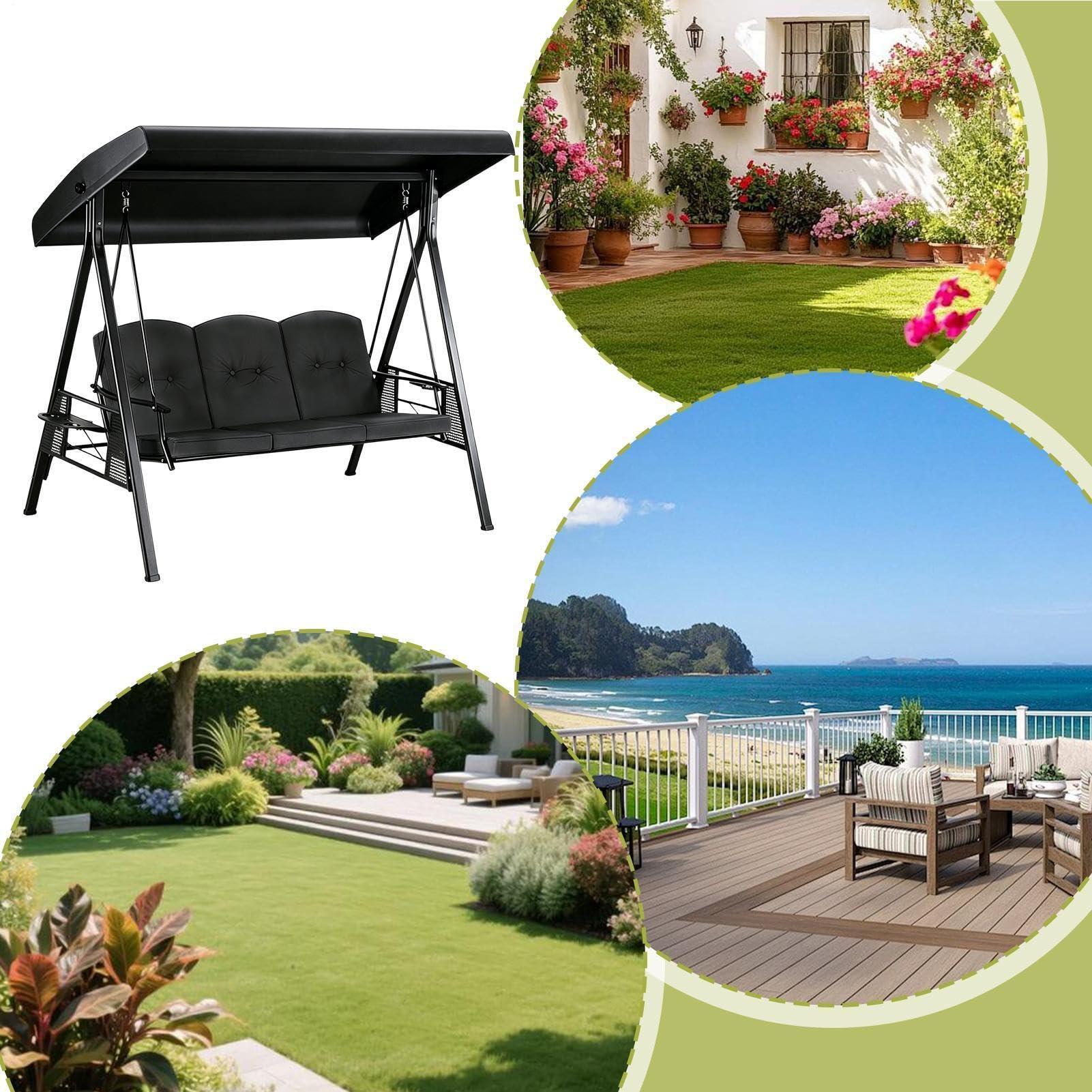 Housse De Remplacement De Toit De Balancelle Résistant au Vent, Anti-UV,