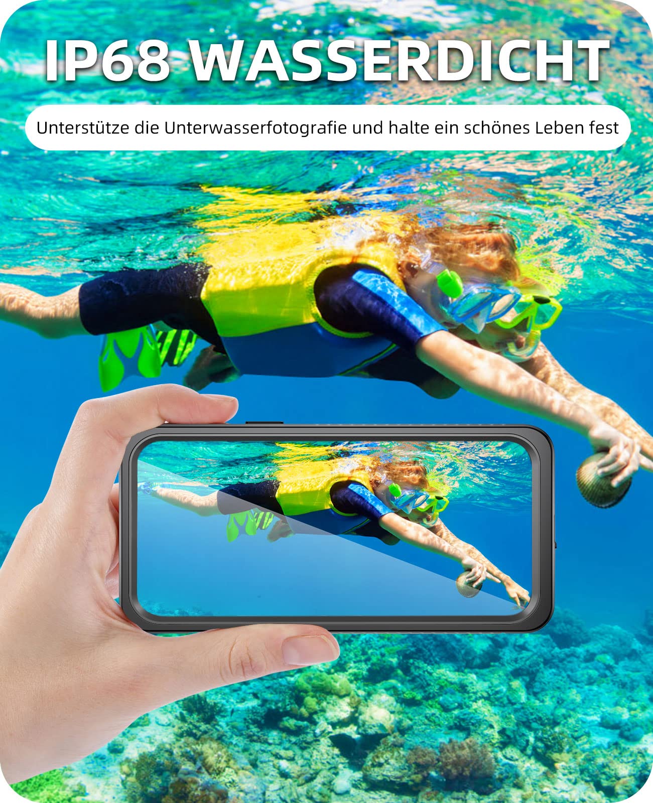 Beeasy Kompatibel mit iPhone 12 Pro Max Hülle Wasserdicht, Outdoor Militärschutz Stoßfeste Staubdicht Schutzhülle, 360 Grad Schutz mit Displayschutz iPhone 12 Pro Max Case (6,7''), Schwarz