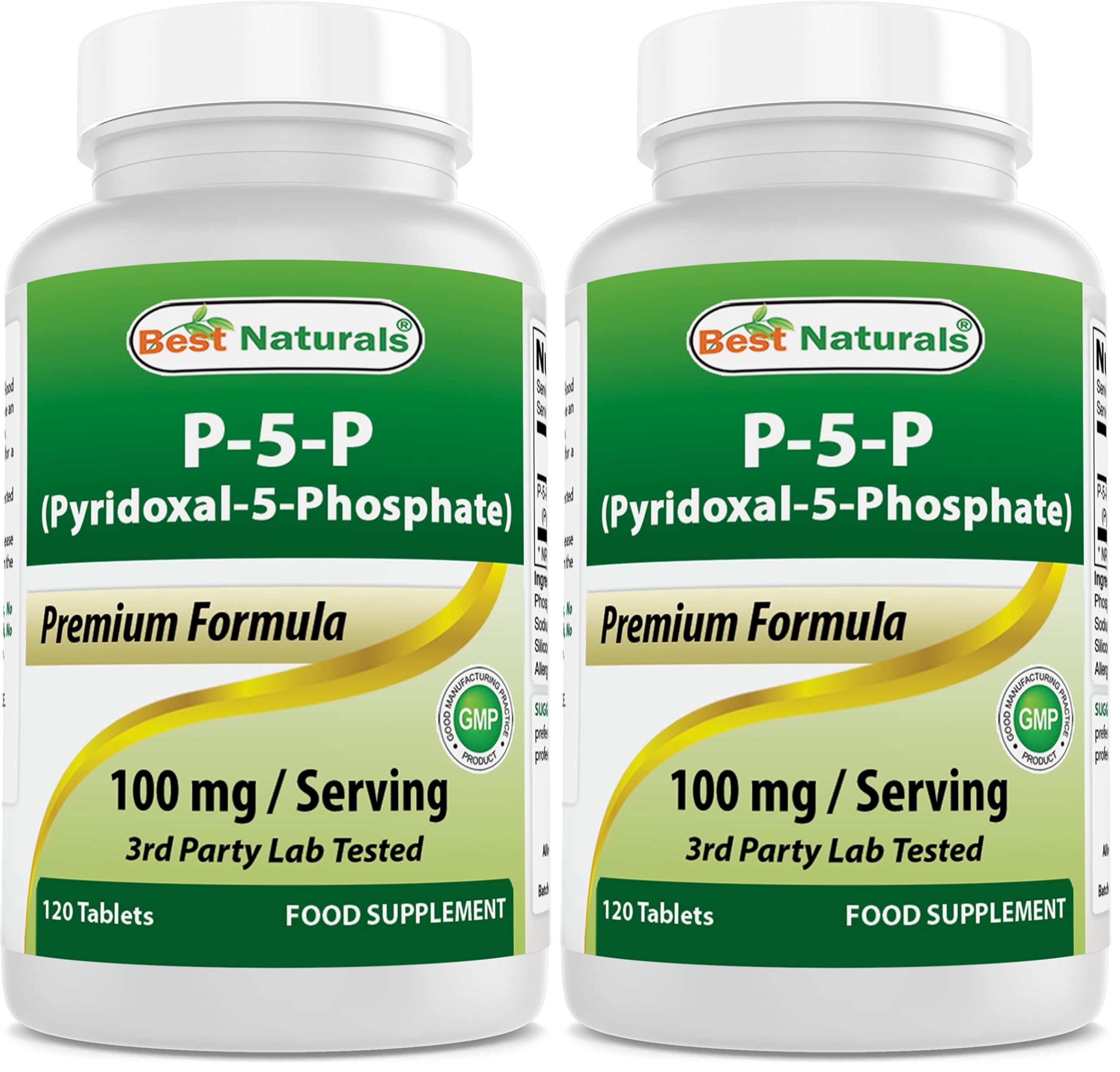 Best Naturals P5P Vitamin B6 (Pyridoxal 5 Phosphate) 100 mg/Serving - 120 Tablets - an Active Form of Vitamin B6. — Amazon image 8