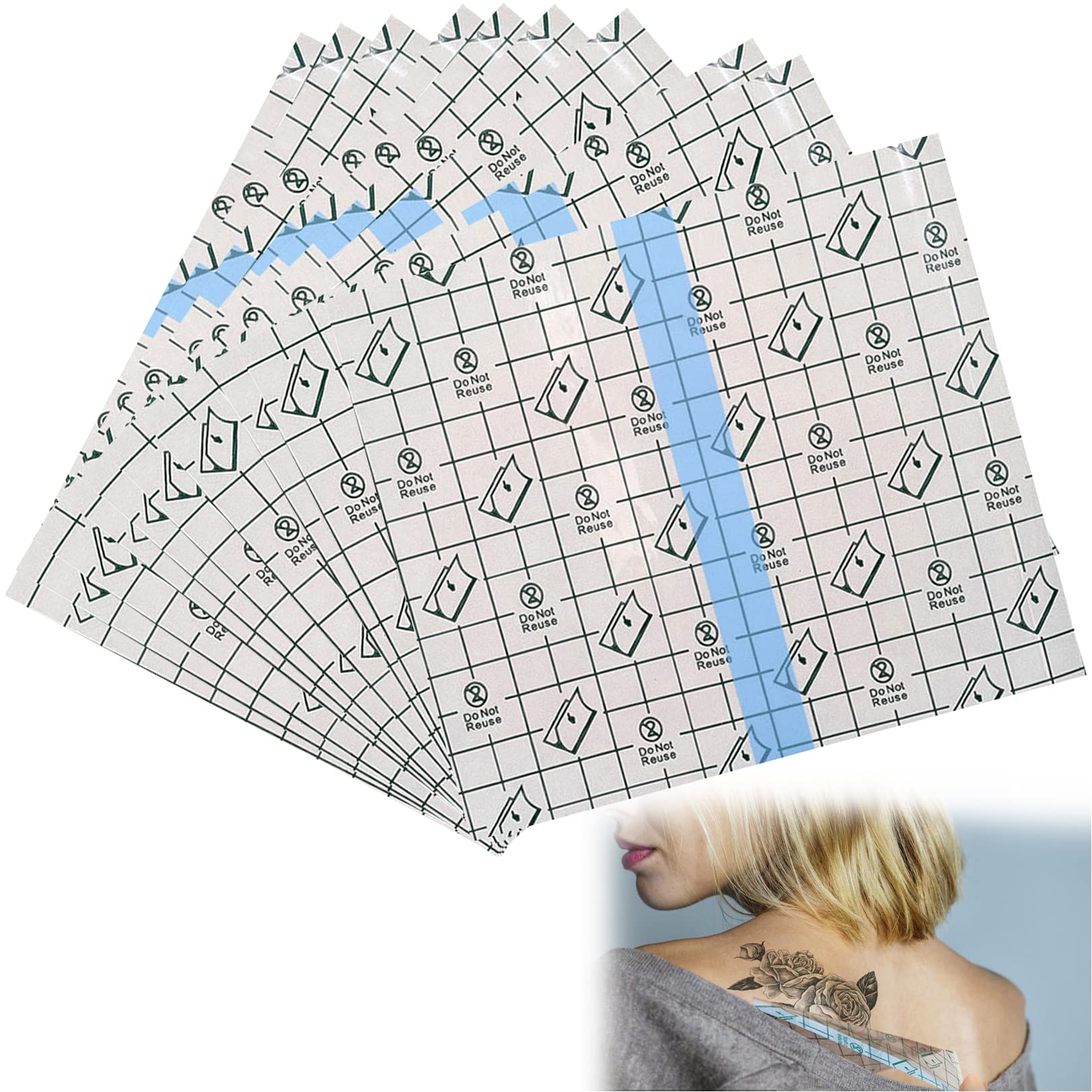 10 PCS 15 cm x 15 cm Tattoo Aftercare Waterproof Bandage，Stretch Adhesive Bandage, Transparent Waterproof,Clear Second Skin Protection for Plastic Cover,Wound Dressing,Protective Shield