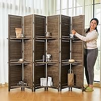 Vista 12 de Divisores de habitación, pantalla plegable de privacidad de madera con tres estantes de exhibición adecuados para oficina en casa, estudio, Blanco