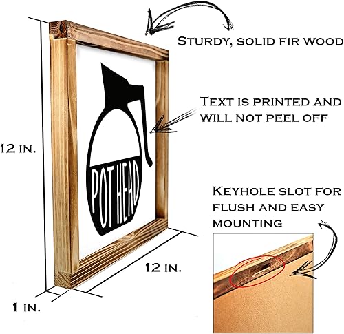 Miniatura 3 de Letrero de café con la frase en inglés Pot Head (Amante del café) de 12 x 12 pulgadas, para decoración de pared, cocina, estación de café