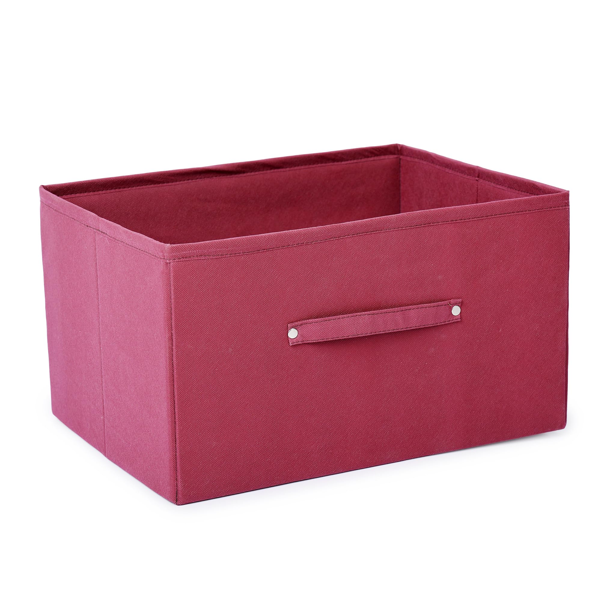 Foldable Clothes Storage Box – Large Capacity Fabric Organizer for Wardrobe, Closet Under Bed | Non Woven Storage Bins Basket with Handles for Clothes, Toys (Mehroon, Pack Of 1)-image-11