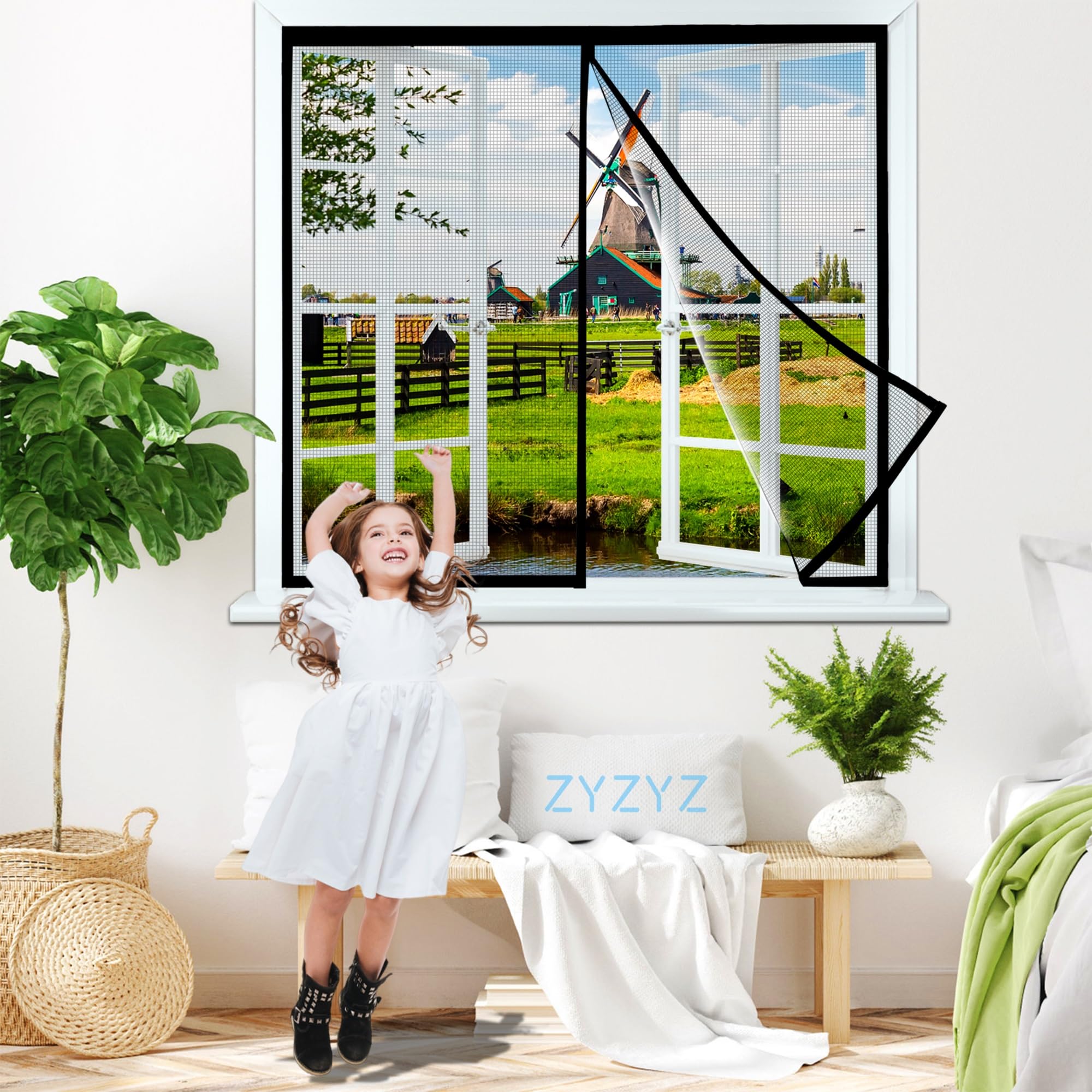 Flei Magnetisches Fliegengitter Für Balkontür 90x235 Cm – Selbstschließend, Schwarz, Inkl. Befestigungsmaterial