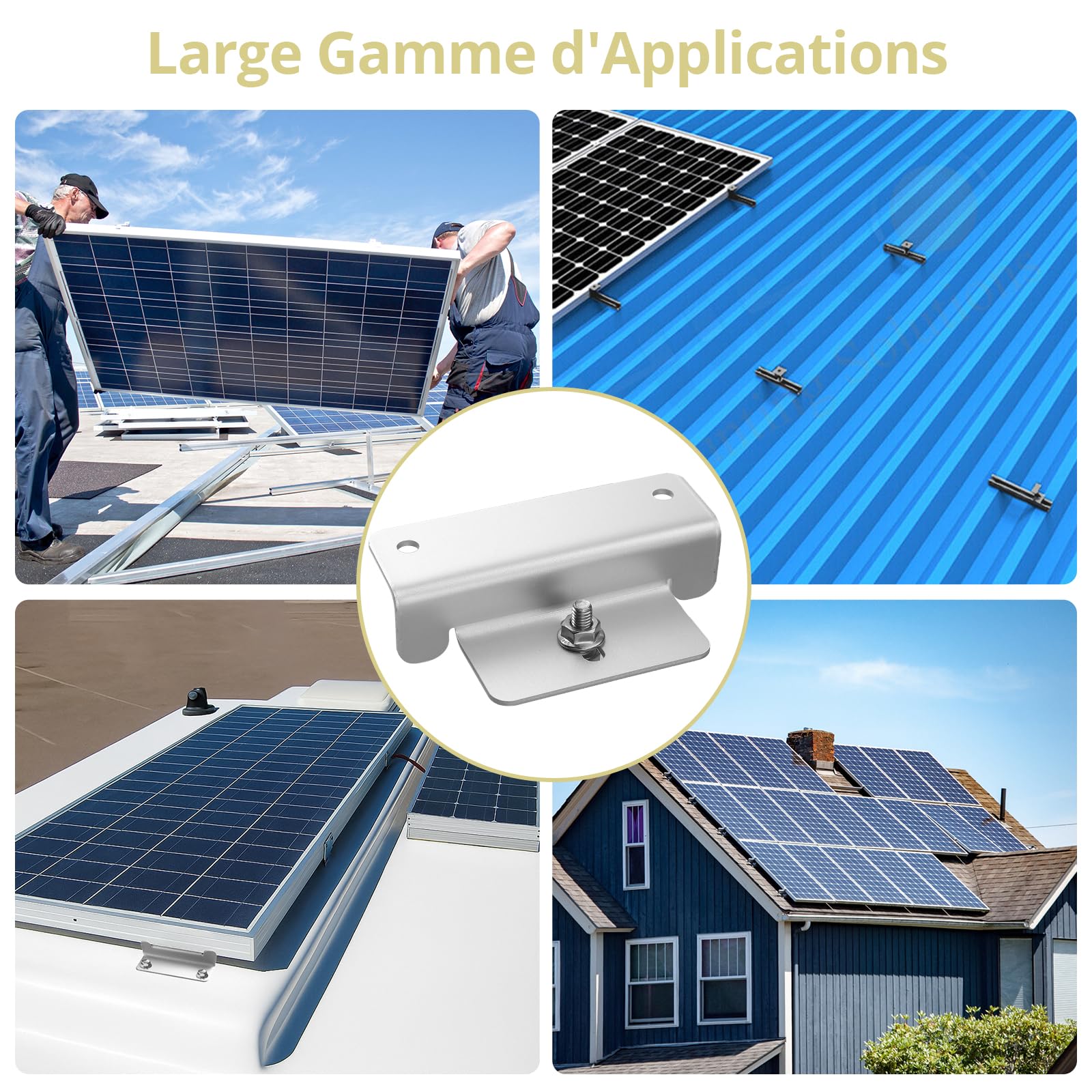 Anbte Lot de 16 Supports de Montage en Z pour Panneau Solaire en Aluminium | Vis en Acier Inoxydable 304, Stable Résistant à la Rouille, Facile à Installer pour Toit, Camping-car, Bateau, Yacht, Argent