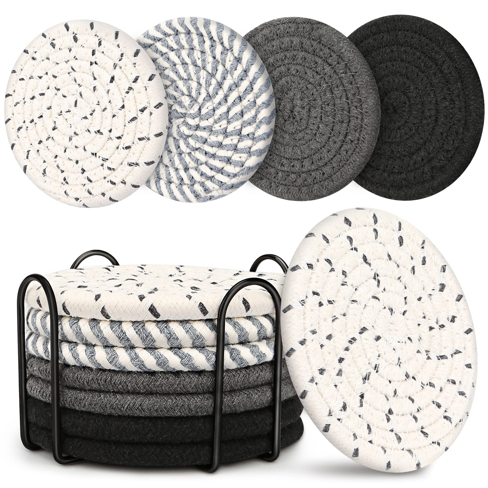 Set 4 Sottobicchieri In Legno Di Mango Boho - Diametro 10 Cm Fatti A Mano