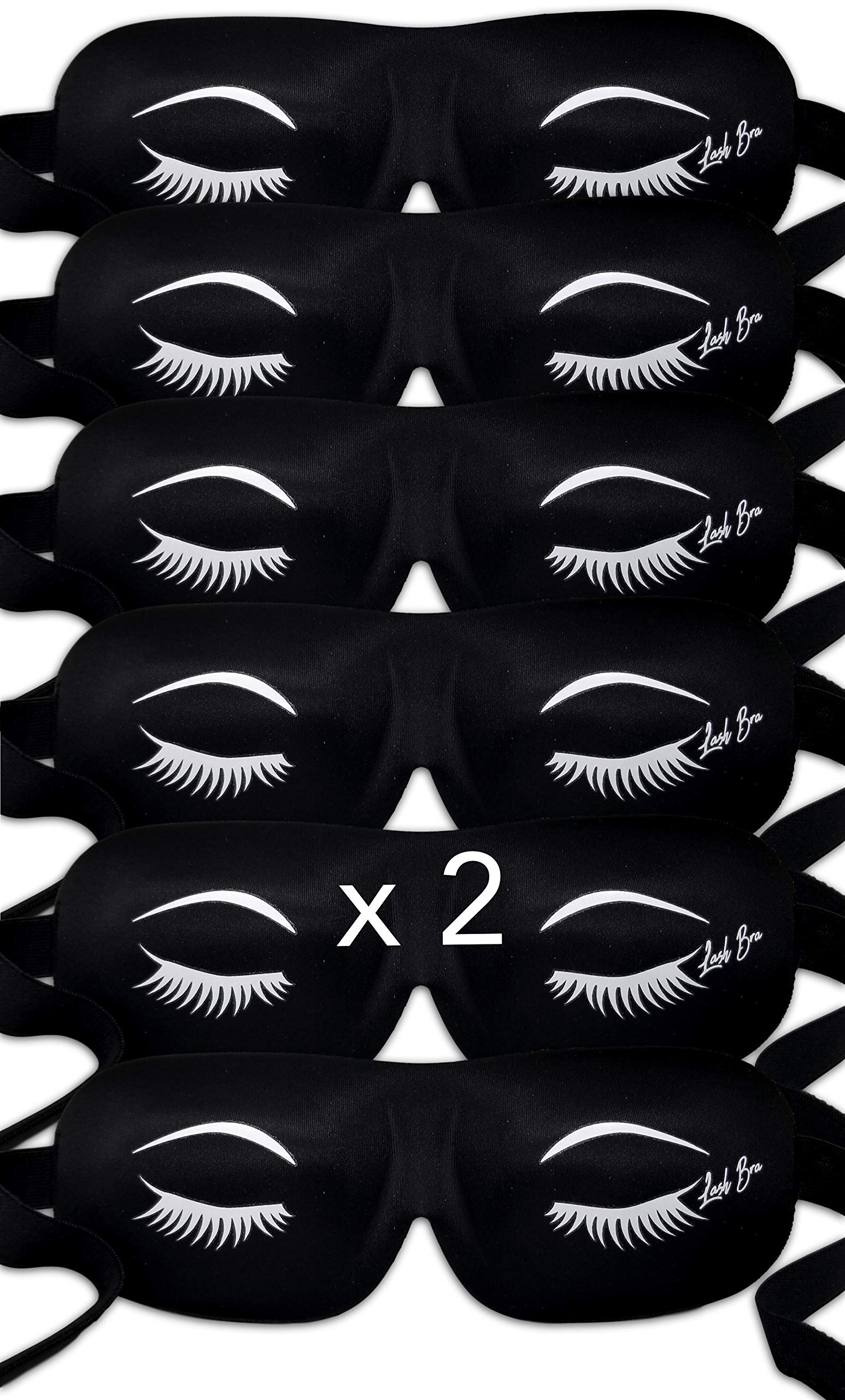 MBsupply Lash Bra - 3D Protective Eye Sleep Mask Cover for Eyelash Extensions - Black, 12-Pack