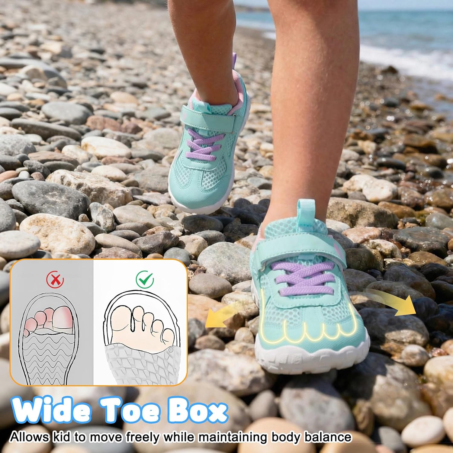 FEETCITY Wide Kids Barefoot Shoes Boys Girls Anti-Slip Kids Sport Sneakers Hiking Shoes Breathable Tennis Sneakers for Little Big Kid - Image 4