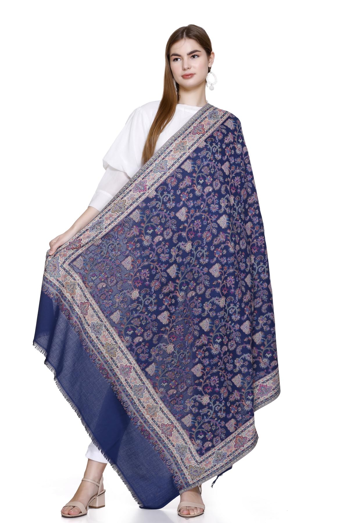 Acrylic Wool Shawl | Shawl for women| Winter Shawls for Womens | Borders Self-Design shawl | Casual Shall | Stole | Stylish ladies Winter Kashmiri Shwal-picture-16