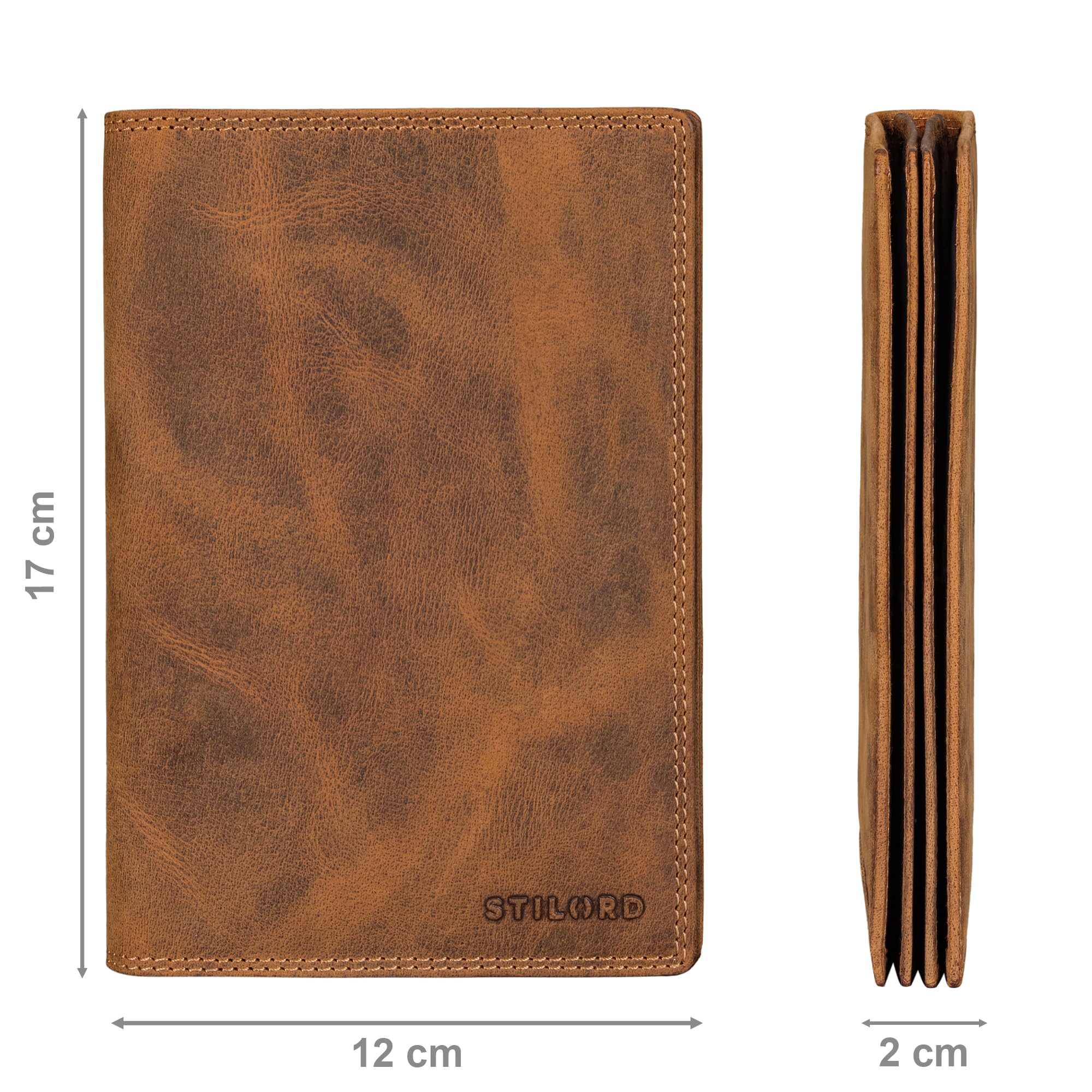 STILORD "Larin Étui pour Documents de Véhicule en Cuir Étui Housse de Documents Cuir Véritable Multifonction Portefeuilles pour Cartes & Certificat avec Protection RFID Couleur:Bergamo - Marron