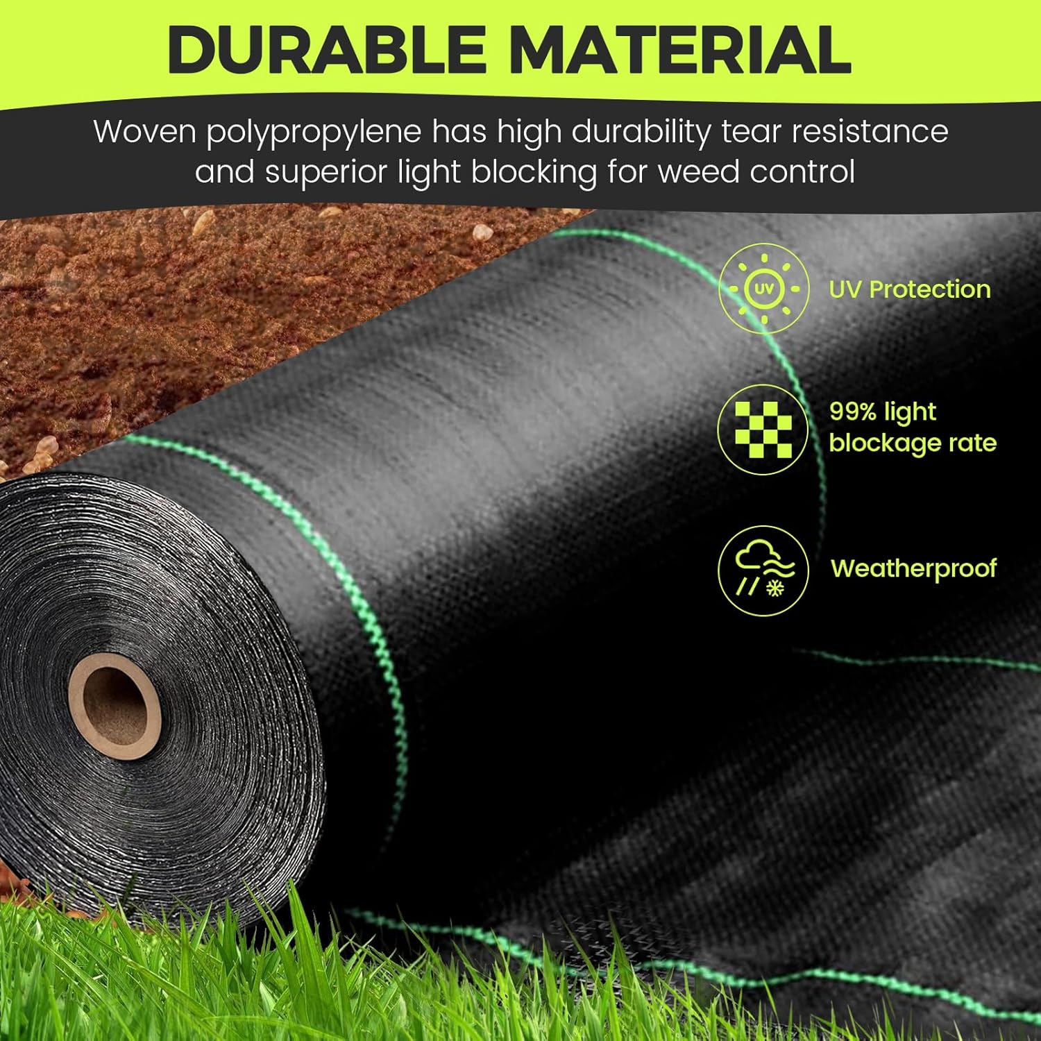 Weed Barrier Fabric Landscape Driveway Fabric Heavy Duty Garden 3ft x 50ft Landscaping Fabric Outdoor Weed Mat Weed Control Gardening Mat Geotextile Fabric