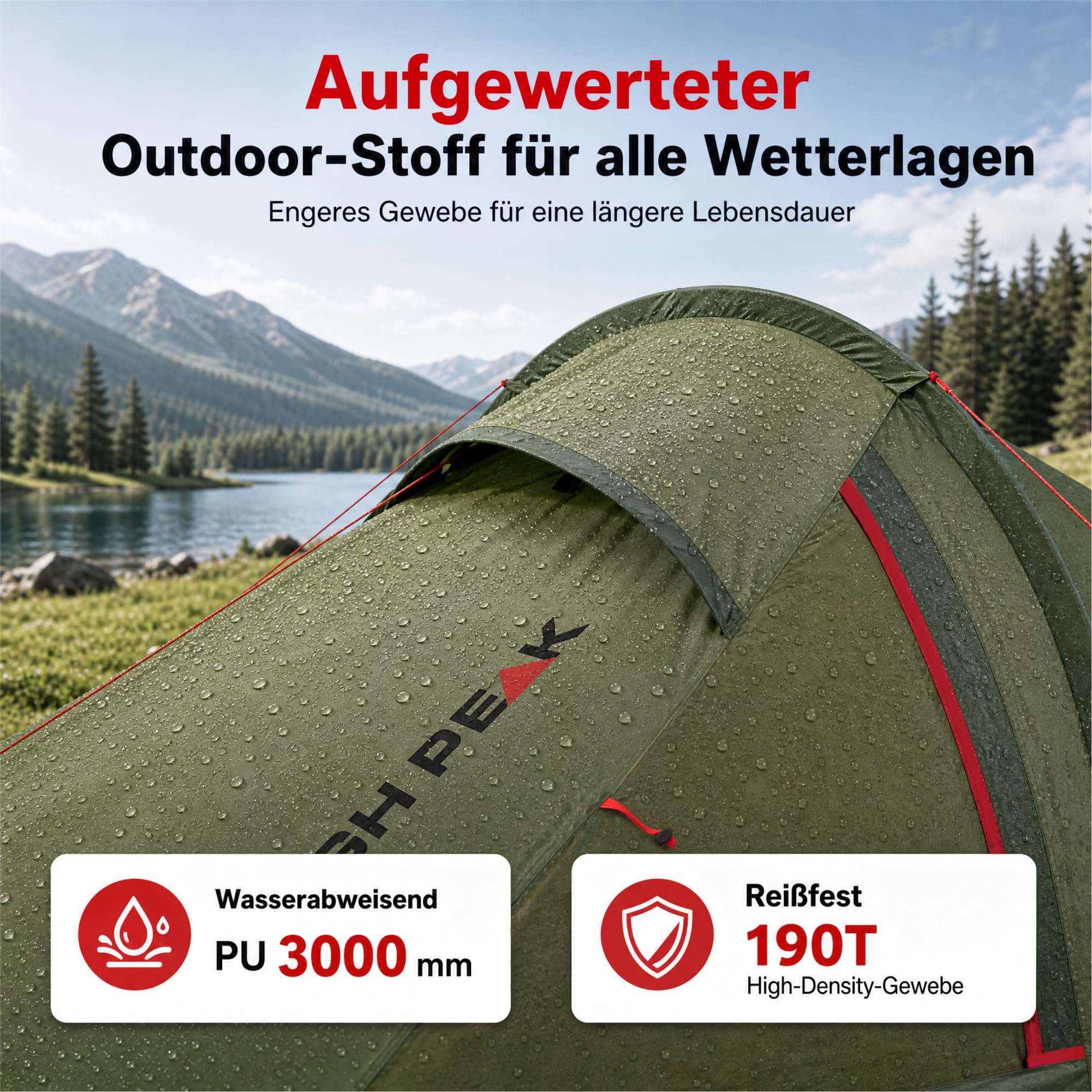 High Peak Tunnelzelt 2 Personen, Ultraleicht für Trekking und Bikepacking