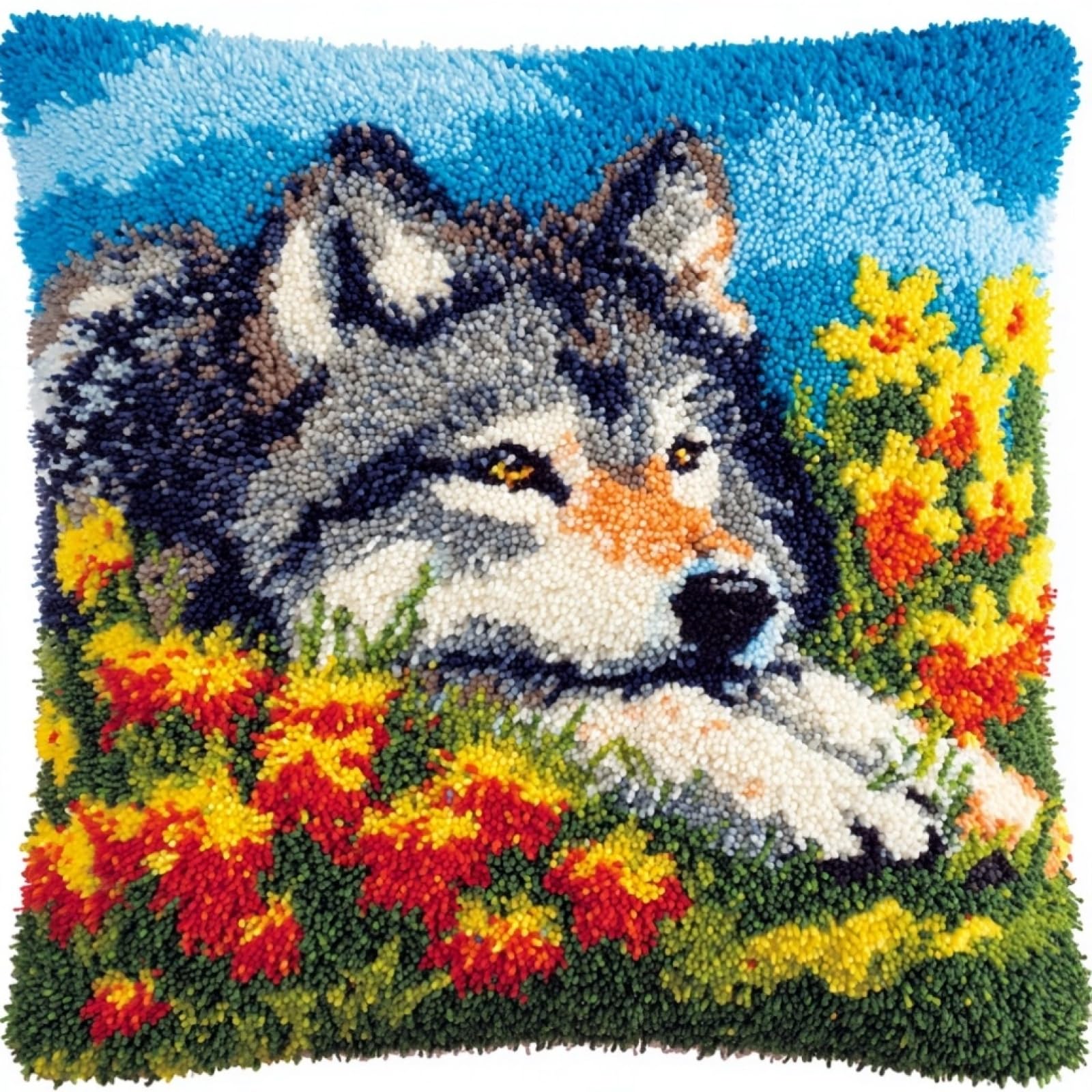 AxiangziK Latch Hook Kits for Adults Beginners,Flowers and Wolves