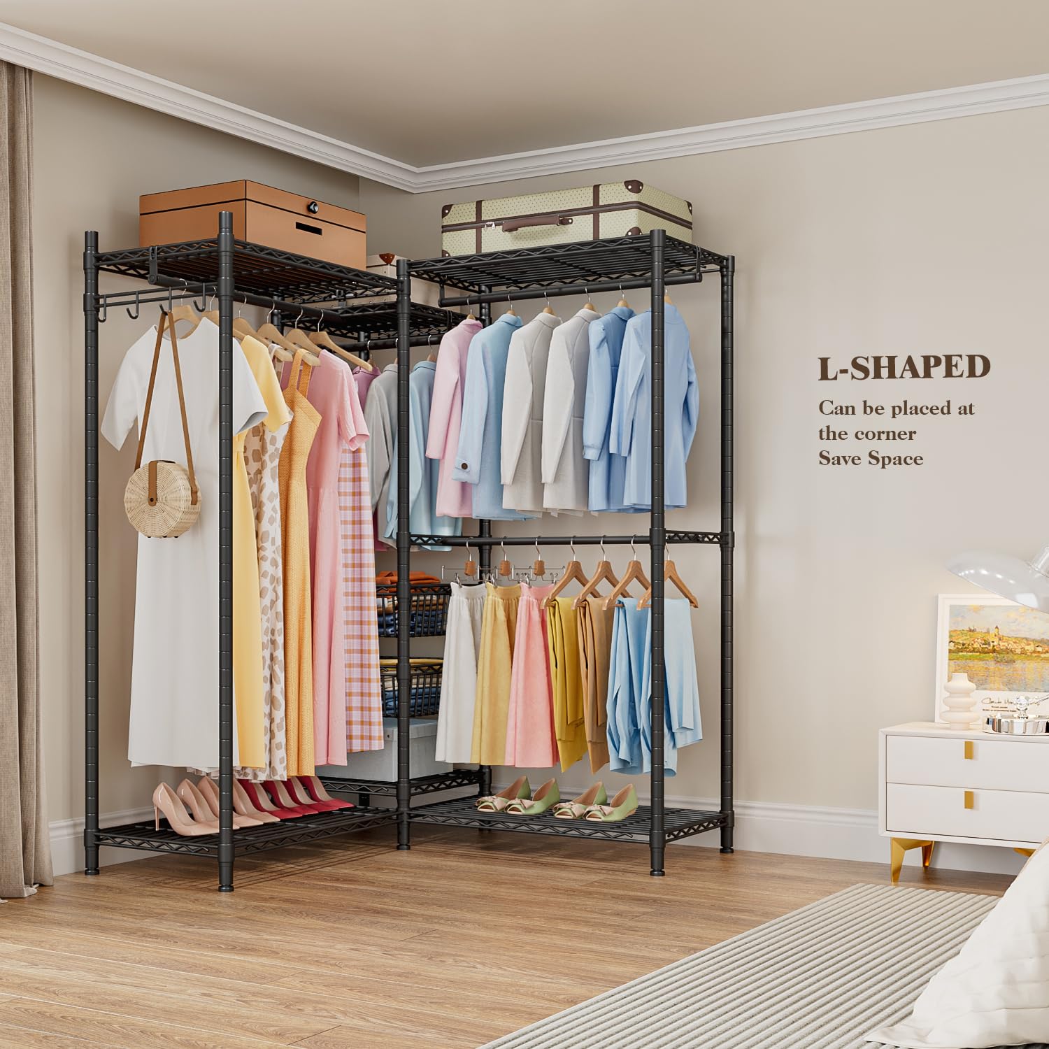 RELAX4LIFE Portant à Vêtement Télescopique En Acier Chromé Avec Roues Universelles,Penderie à Vêtements Professionnel Solide Hauteur Réglables,Porte-Manteau Multifonctionnel Avec 2 Barres